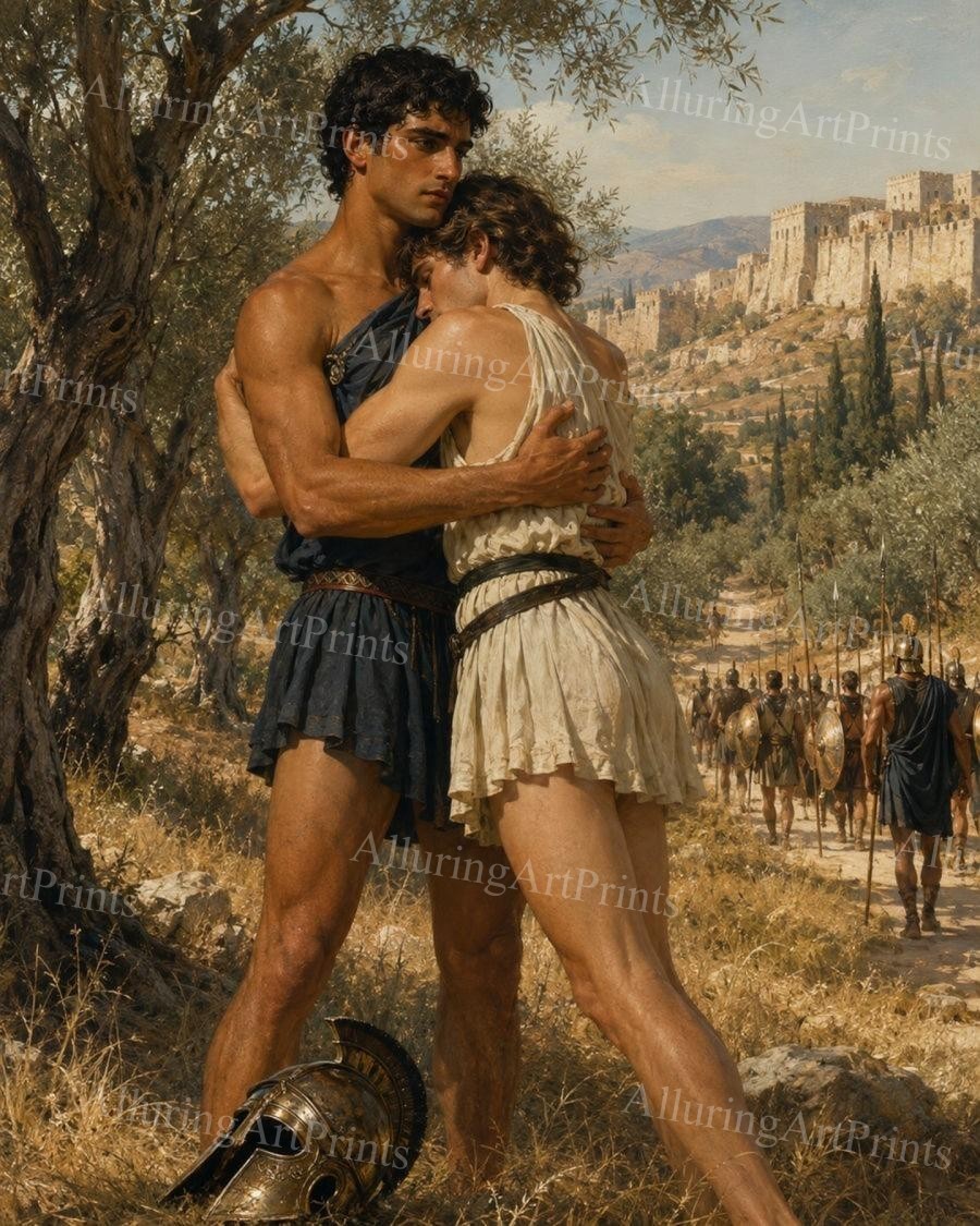 Fantasy Male Model Photo Print Muscular Handsome Shirtless Hunk Abs  -J48