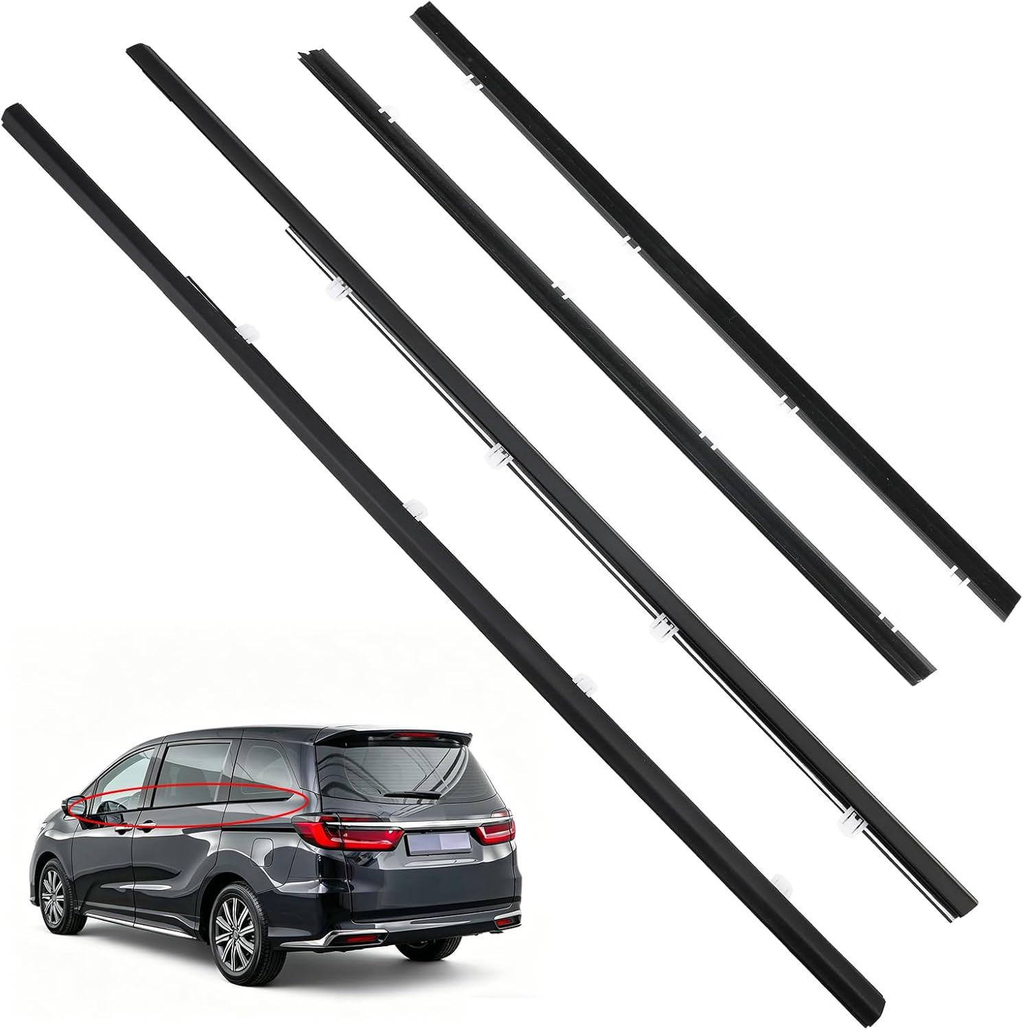 4PCS Door Window Moulding Weatherstrip Compatible with Honda Odyssey 2009-2014, 4PCS Door Window Moulding Weatherstrip Compatible with Honda Odyssey 2009-2014,