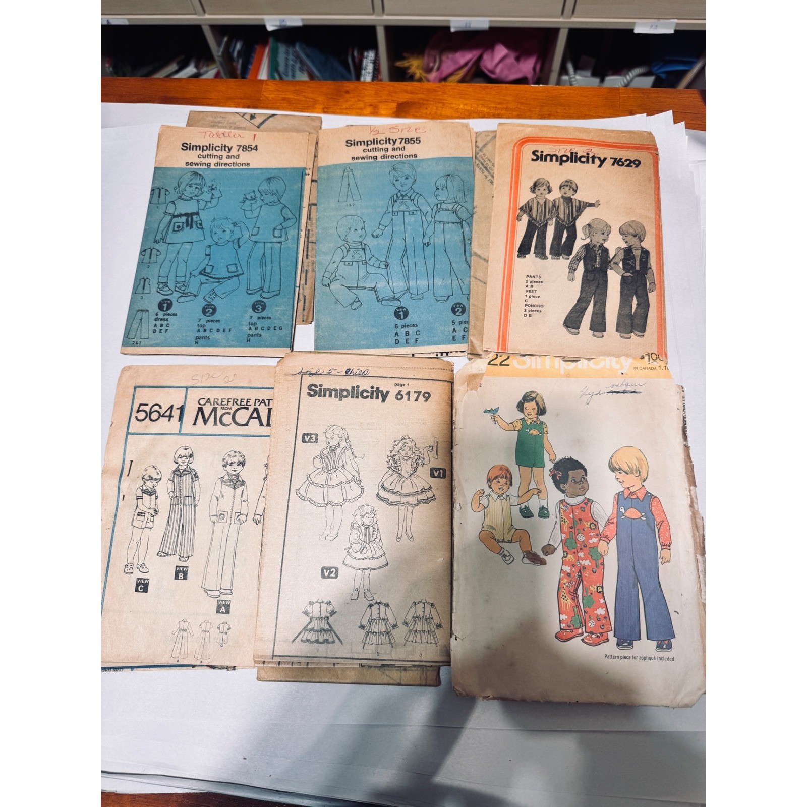 Vintage 70s Simplicity McCalls Sewing Pattern Lot Toddler Kids Boho Retro 6pc