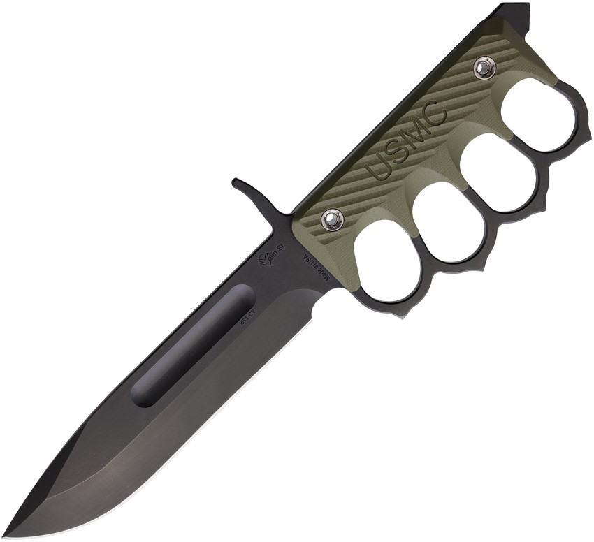 1881 Knifeworks USMC 2024 OD Green G10 1095 Fixed Blade Knife w/ Sheath S038