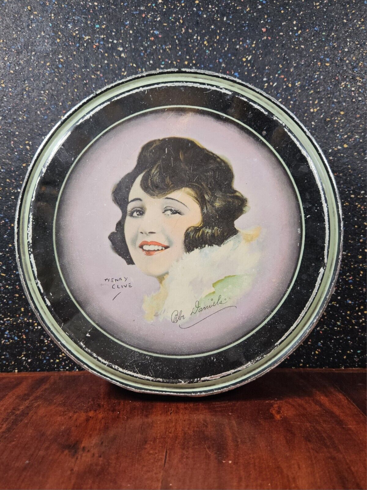 Vintage 1920s Canco Beautebox Tin Henry Clive Bebe Daniels Silent Movie Star Box