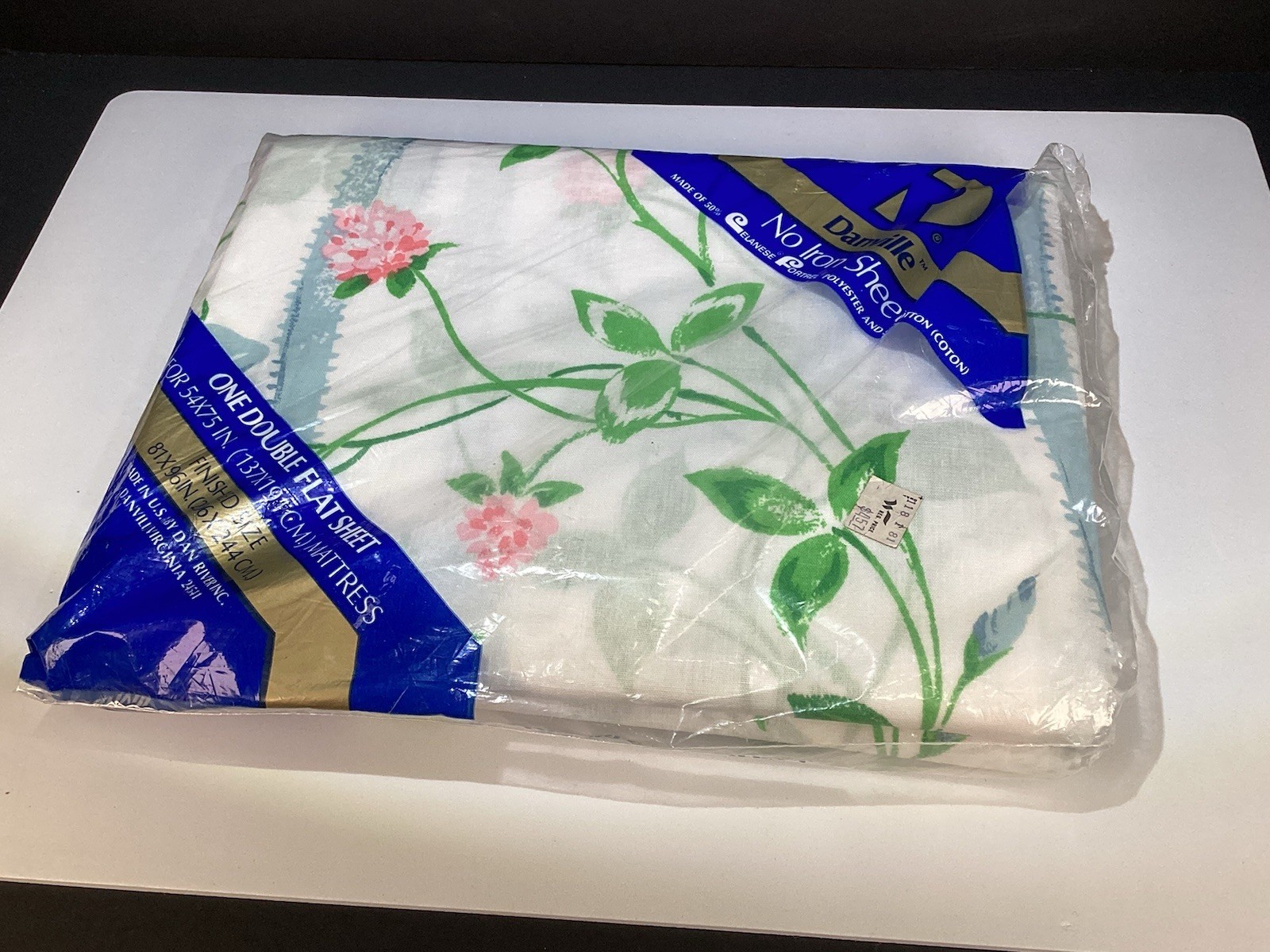 New VTG Danville Double Flat Sheet Floral 50/50 No Iron USA