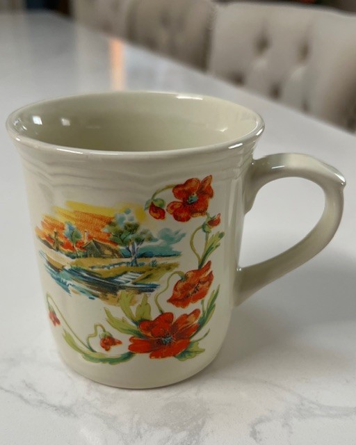 Vintage Countryside floral pattern Coffee Tea Mug Japan 1980