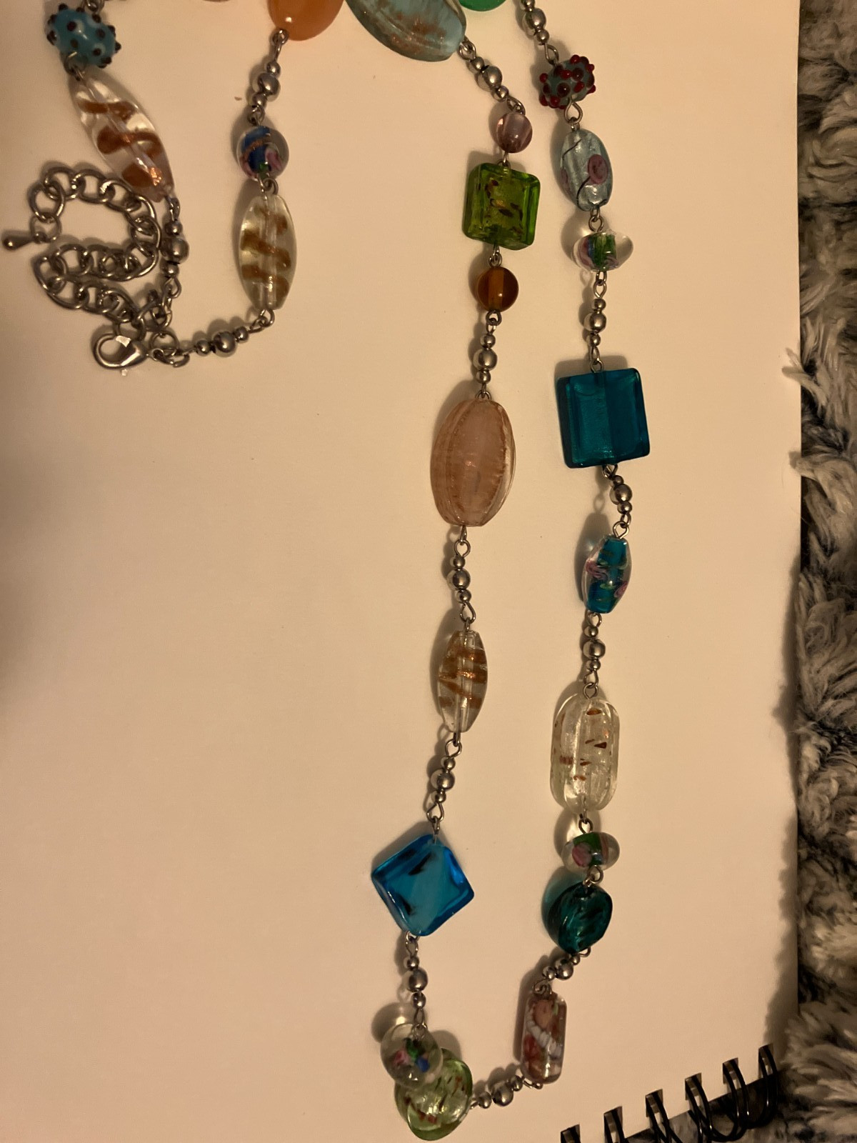 VINTAGE ESTATE multi color glass  beaded  NECKLACE