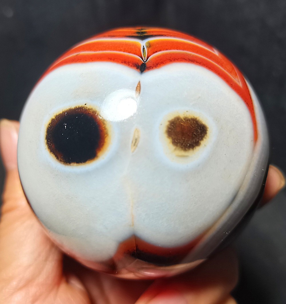 Rare 386G Natural Polished Banded Agate Crystal Sphere Ball Healing A13