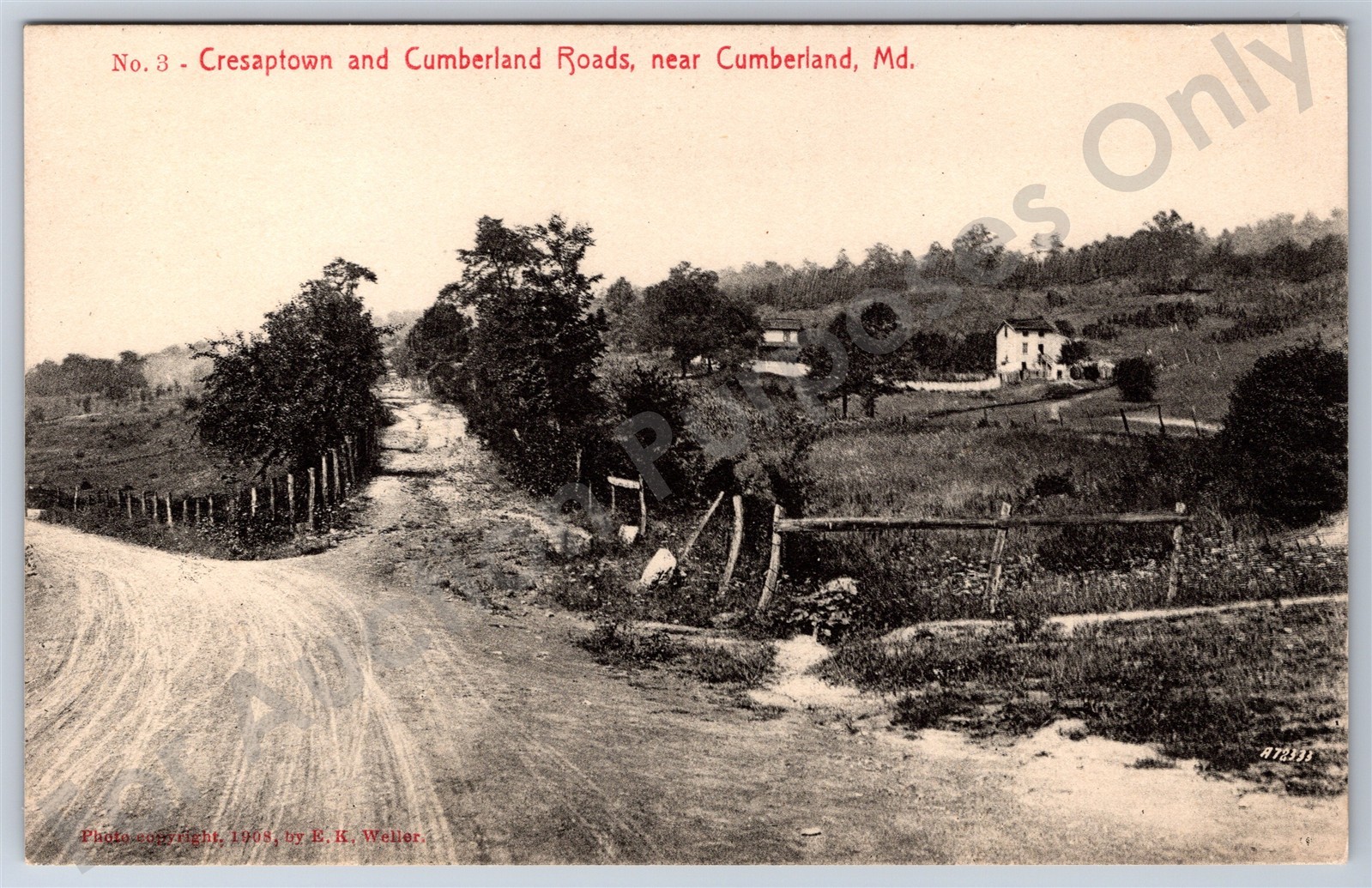Cumberland, MD: Cresaptown John Kennedy Lacock vintage Maryland Sample Postcard