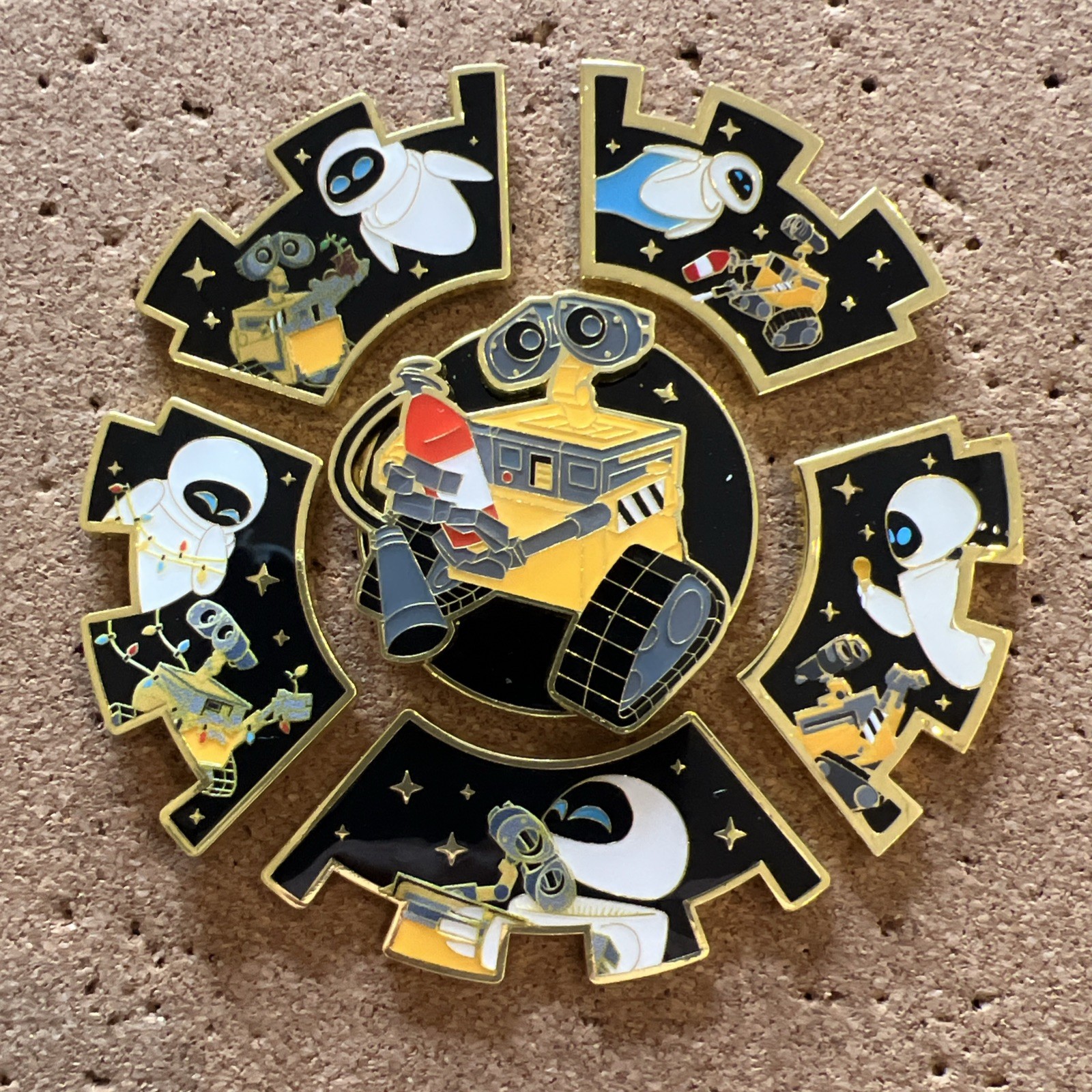 Wall E & Eve 2025 Disney Pin Set Loungefly Complete Set of 6 Mystery Puzzle Pins