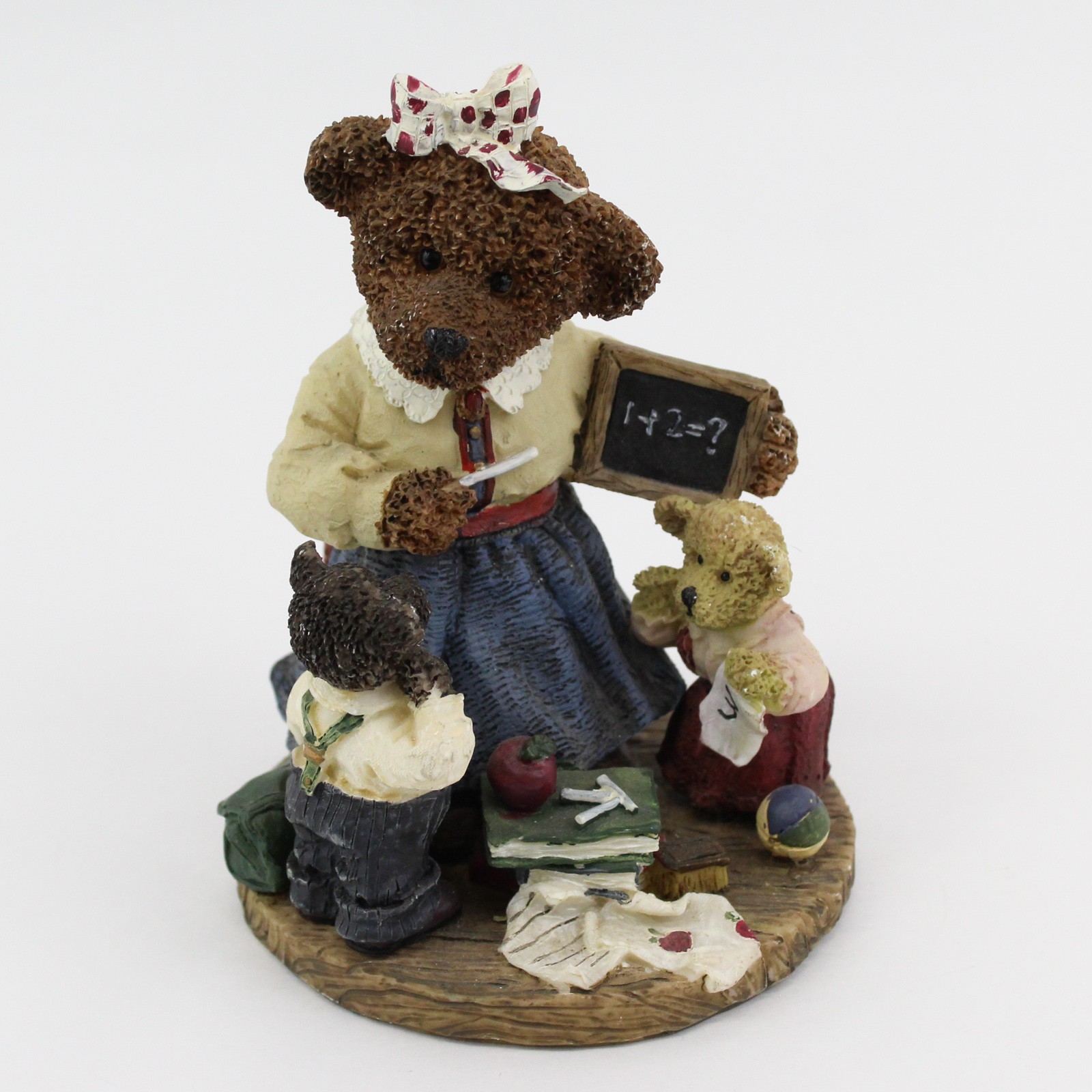 Vintage Resin Bear Figurine Teacher Giving 2 Students A Math Lesson