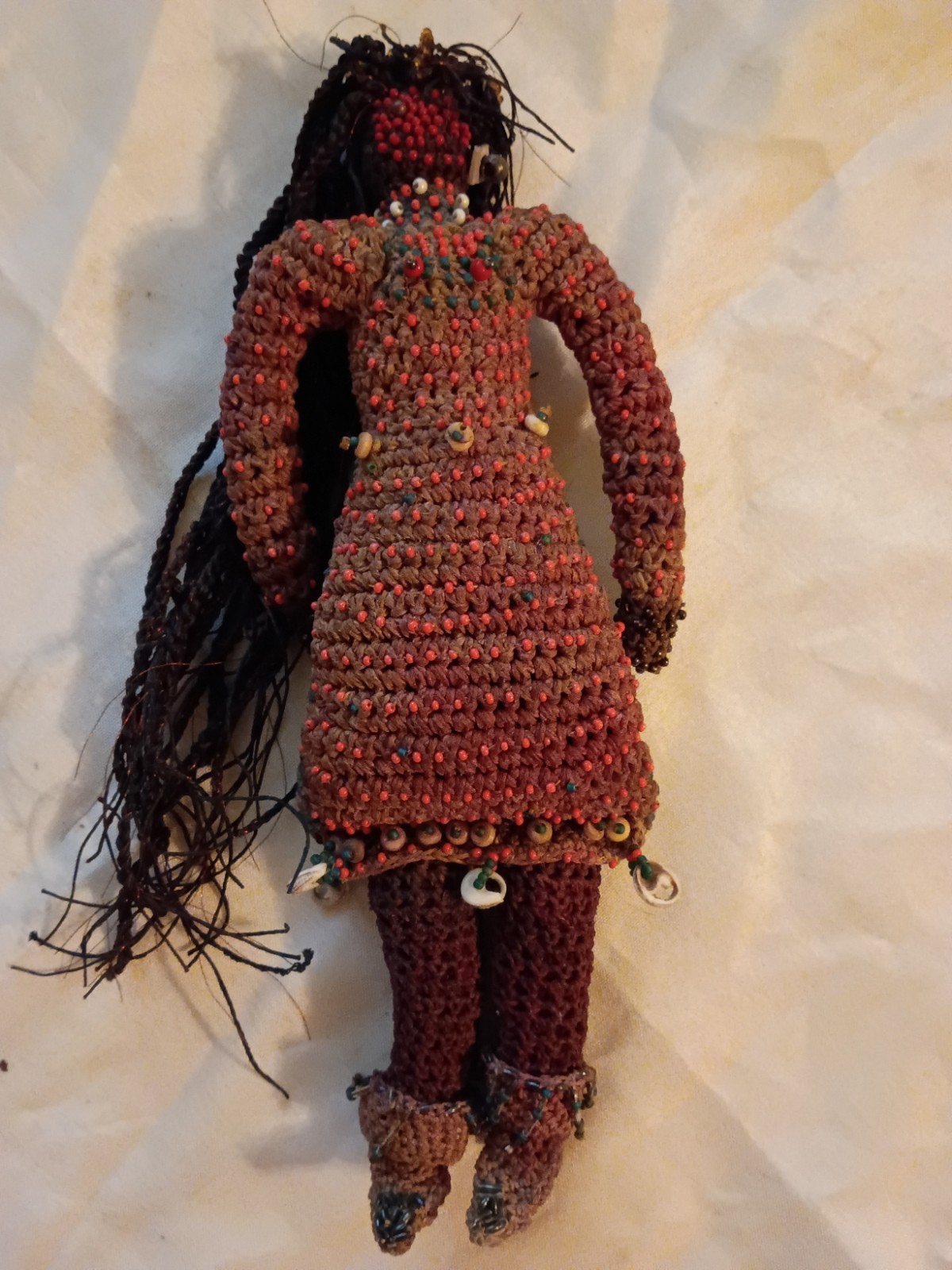 African Beaded Crochet Handmade vintage doll 10