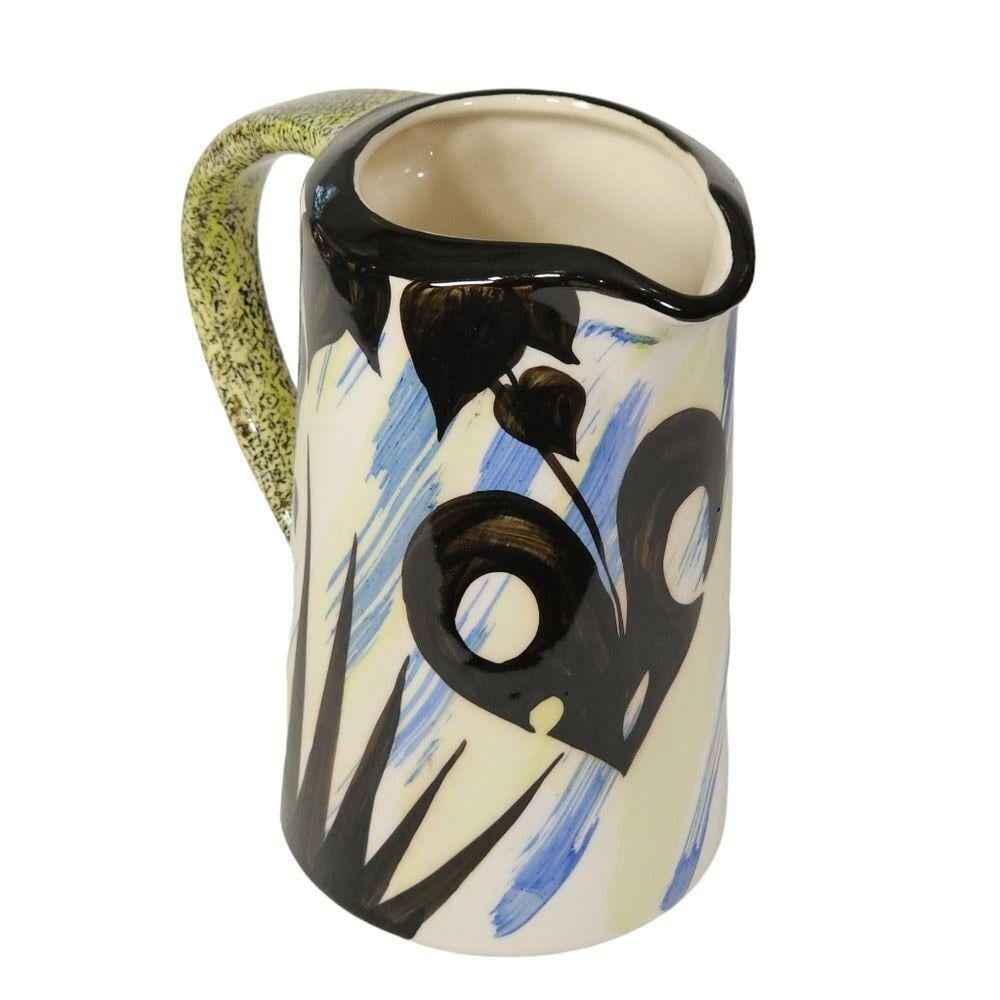 Vintage Evandale Hand Painted Porcelain Pitcher Vase 7.5in Abstract Art Signed