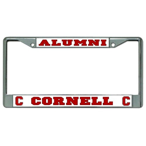 CORNELL ALUMNI METAL CHROME CAR  LICENSE PLATE FRAME MADE IN USA