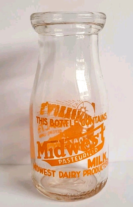 Vintage Milk Bottle Midwest Dairy Half Pint Tomorrow\'s Health VG Condition