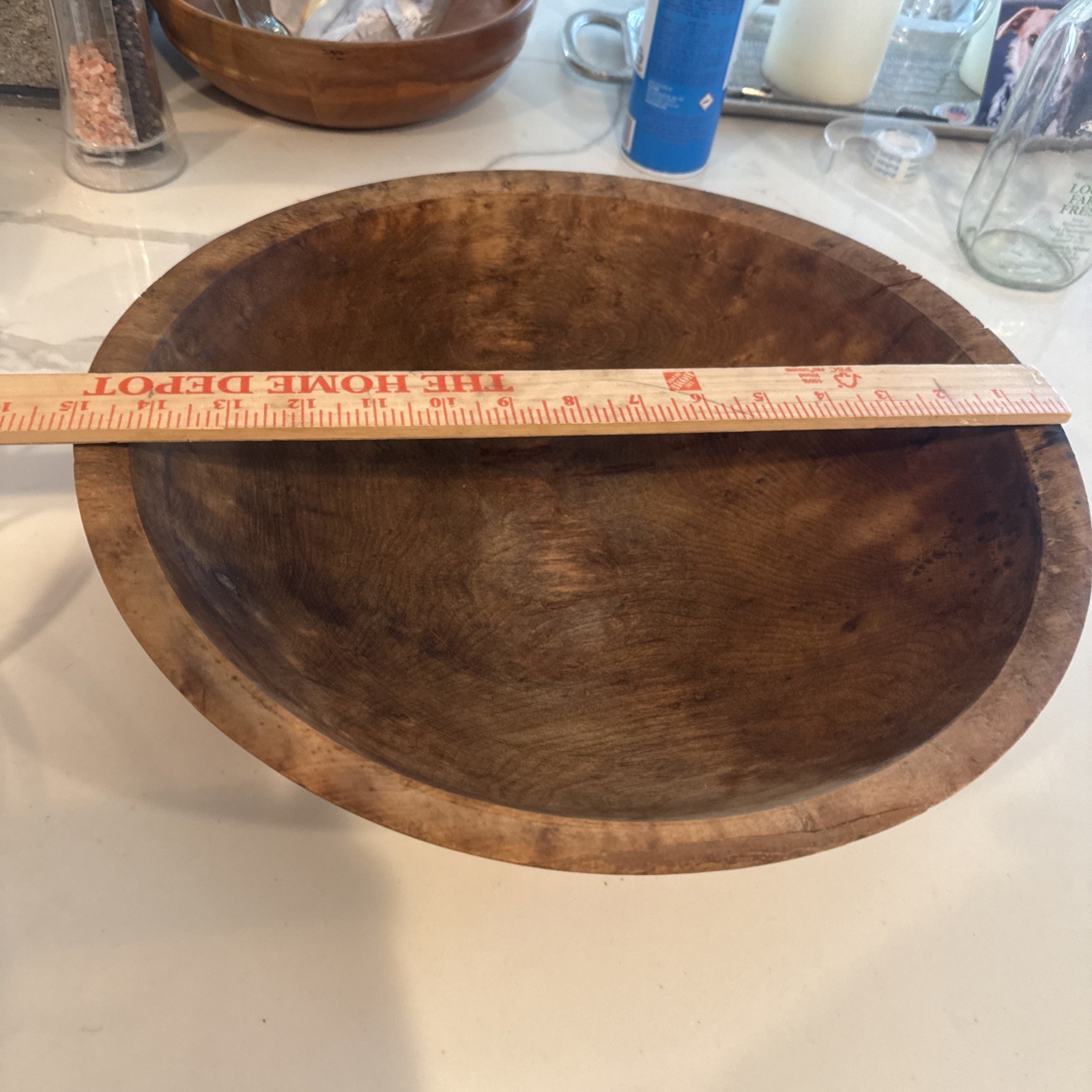 Antique 15” Round Walnut Wood Turned 18th Or Early 19 Th Century. Antique 15” Round Walnut Wood Turned 18th Or Early 19 Th Century.