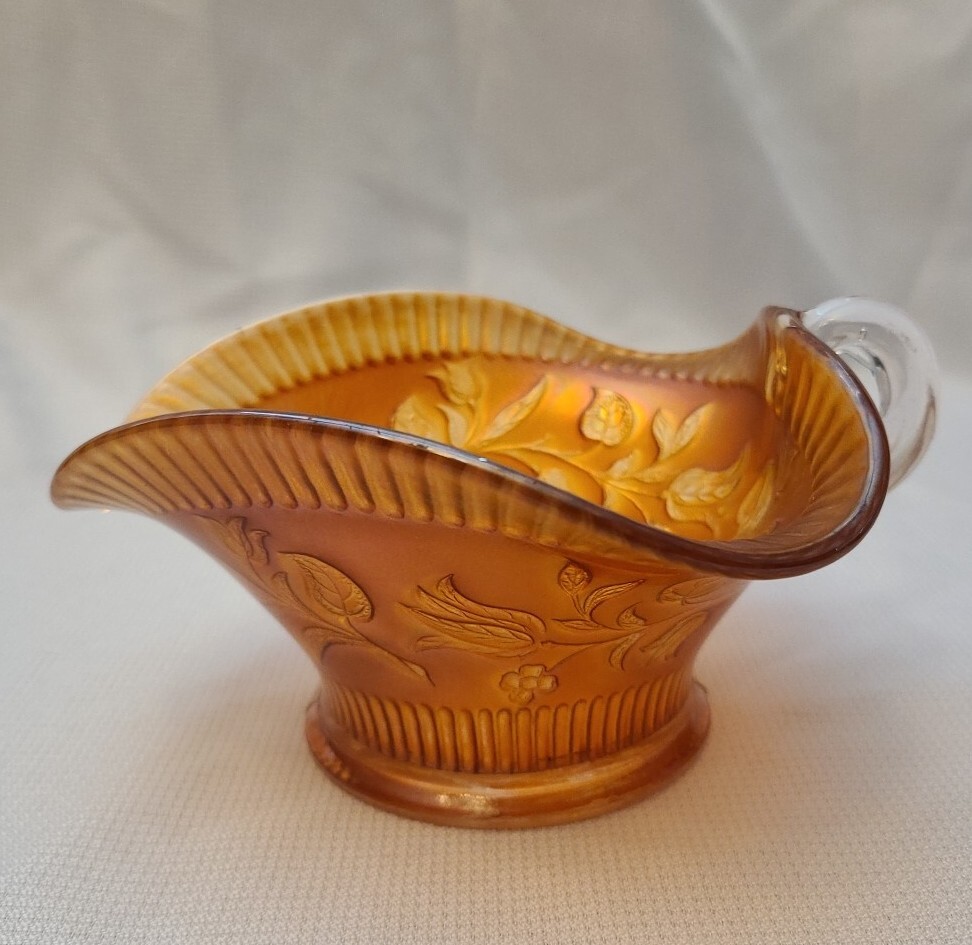 Vintage DUGAN Carnival Glass WINDFLOWER  Marigold NAPPY Bowl