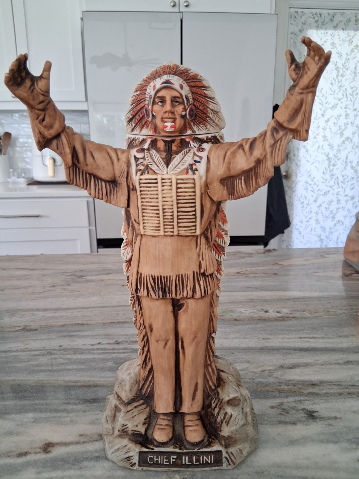 Vintage 1979 University of Illinois Chief Illini 1st. Edition Porcelain Decanter
