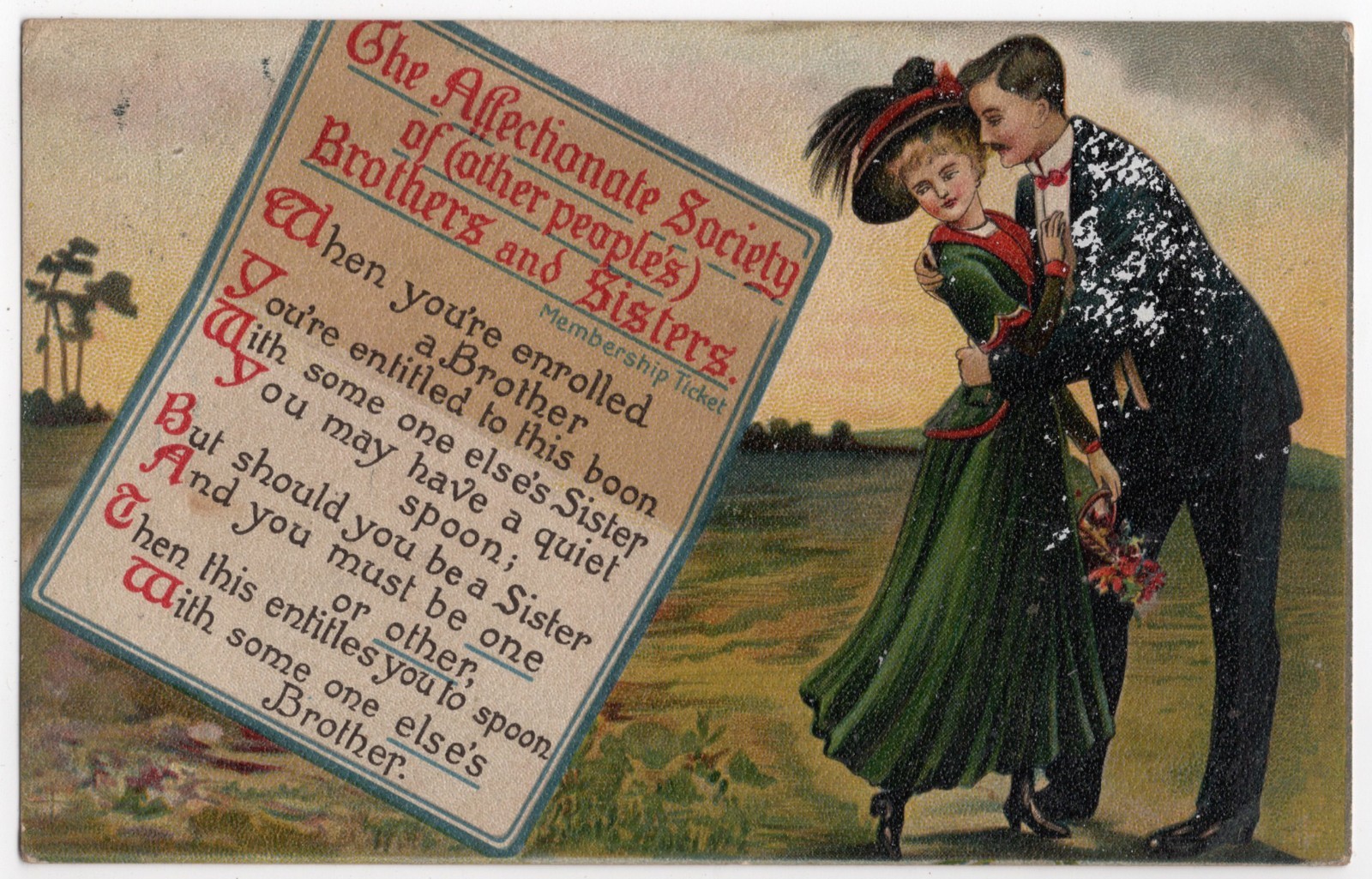 Antique Postcard 1911 Romantic Couple \