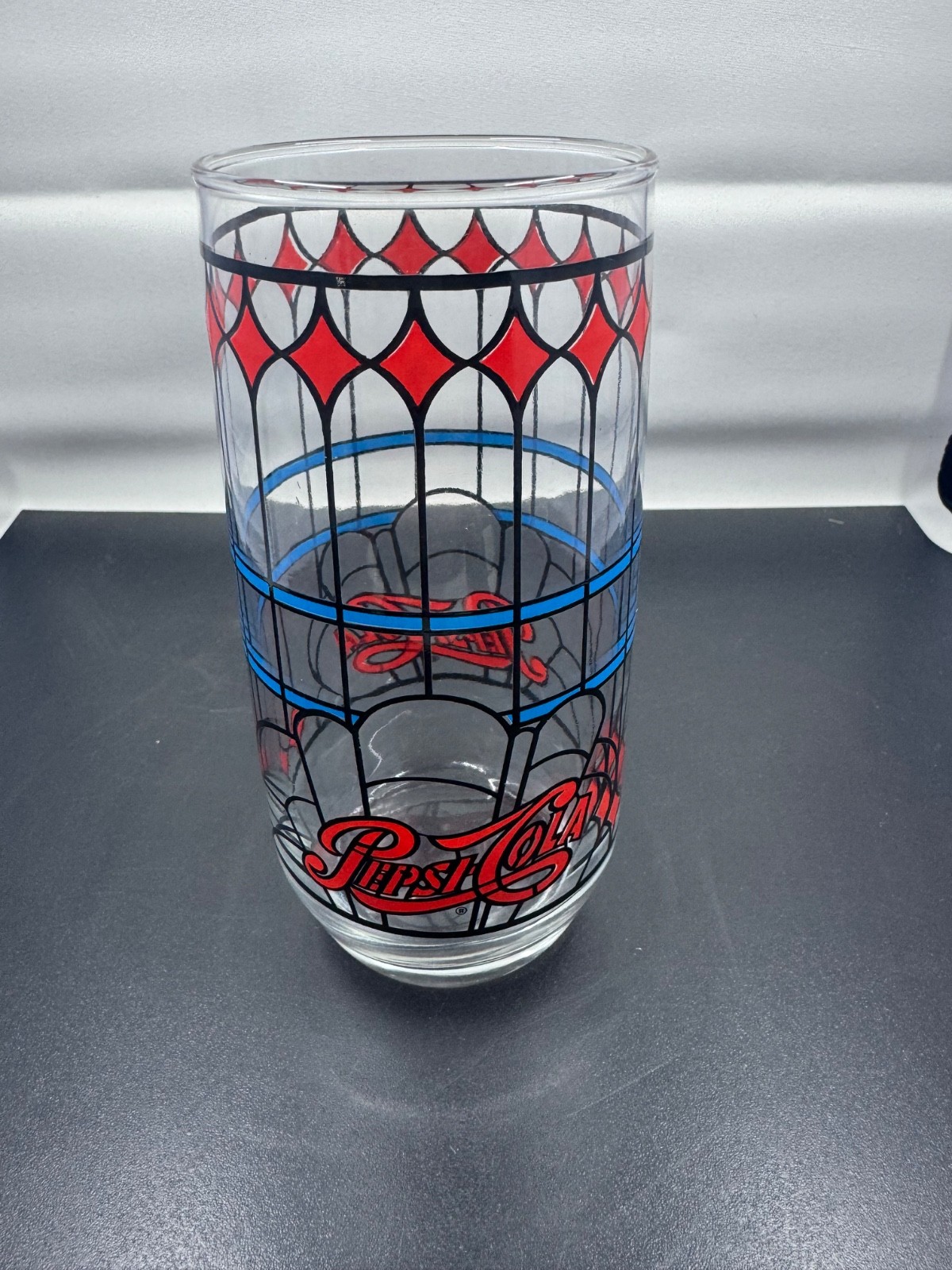 Vintage 1970’s Pepsi-Cola Tiffany Style Stained Drinking Glass Collectible