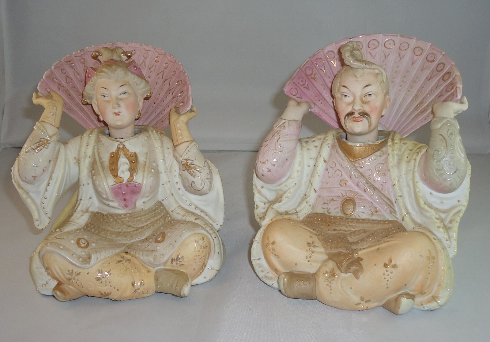 Fantastic Pair of European Bisque Chinese Male & Female Nodders