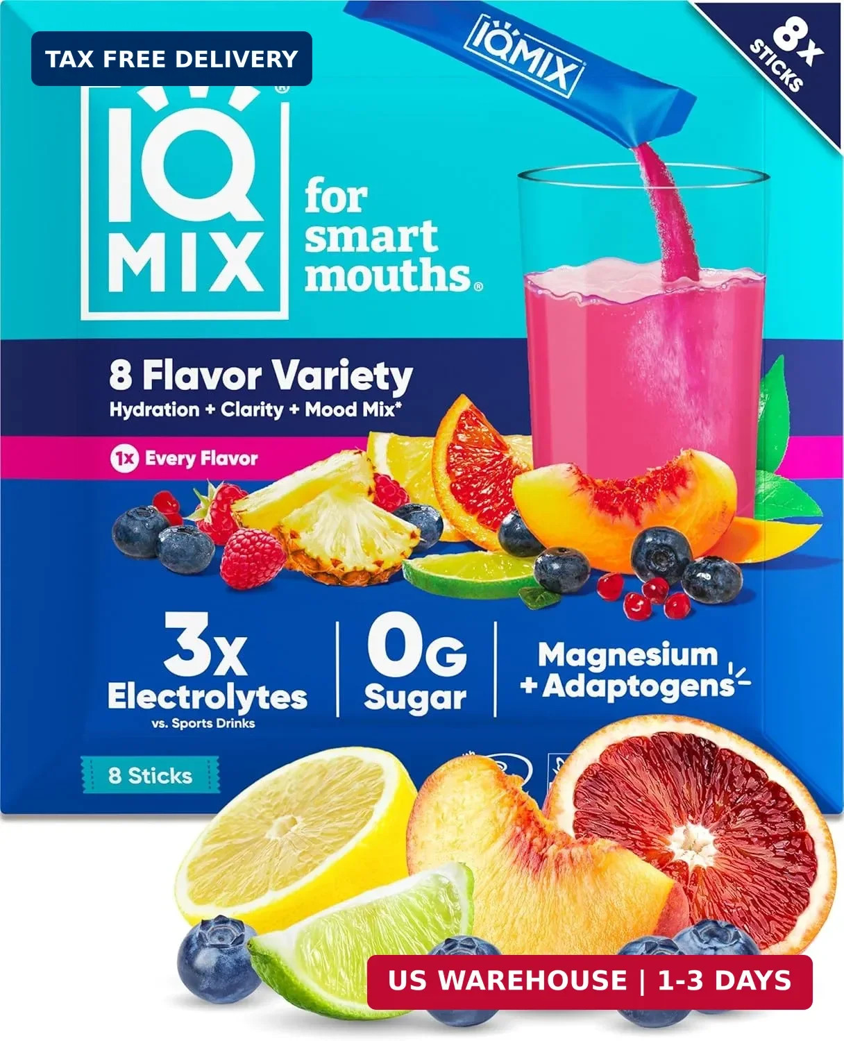 IQMIX Hydration Electrolyte Powder - 4-in-1 Formula for Hydration, Mental Clarit