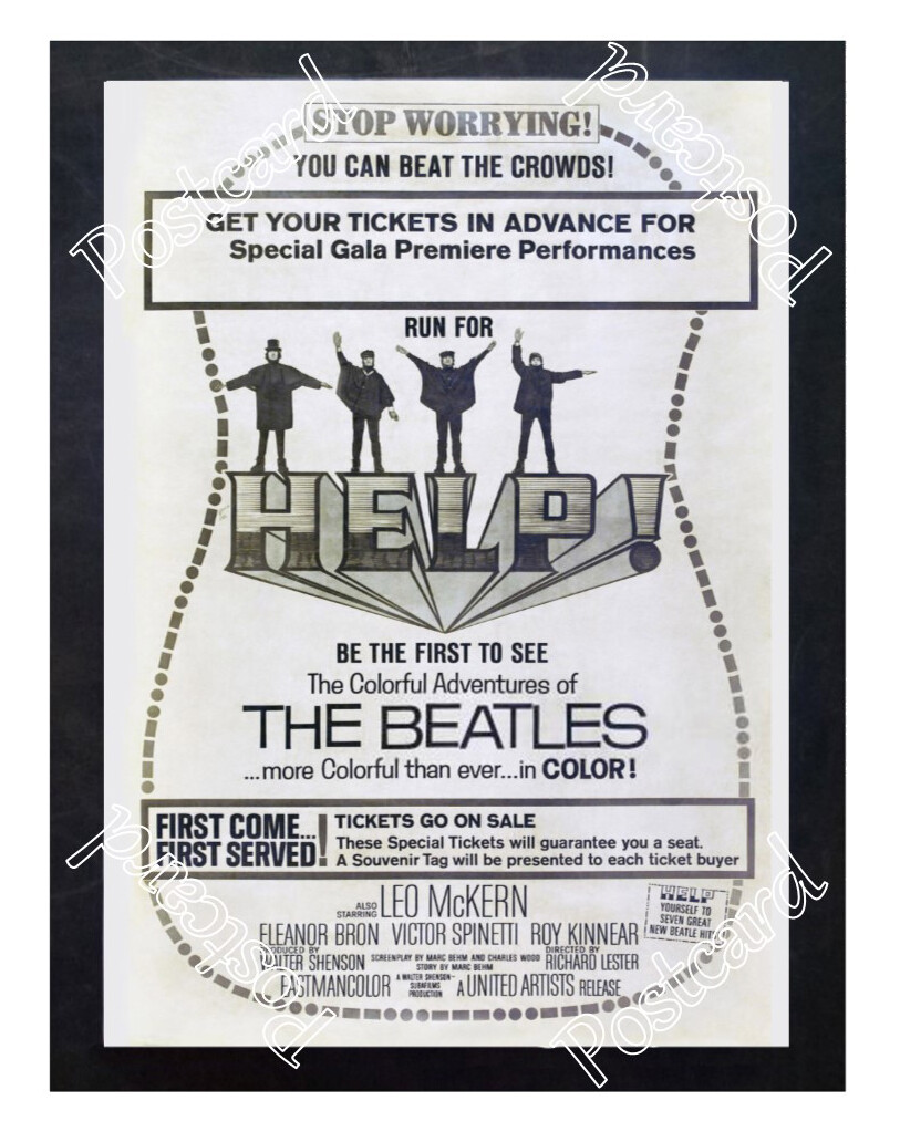 Historic Help, The Beatles 1965 Advertising Postcard Historic Help, The Beatles 1965 Advertising Postcard
