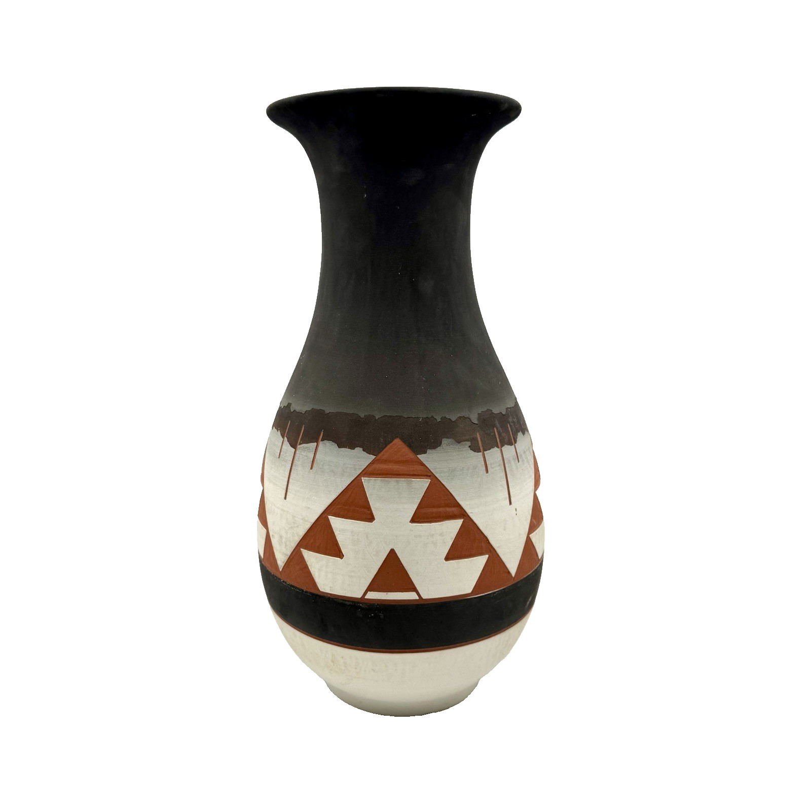 Vintage Lakota Sioux Art Pottery Sun Rose Glazed Interior Etched Slip Exterior 