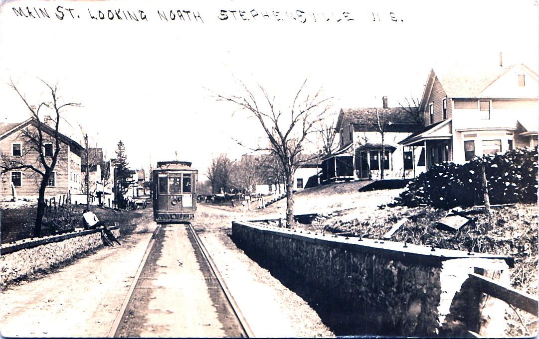 MAIN STREET FAKE TROLLEY stephensville wi real photo postcard rppc wisconsin
