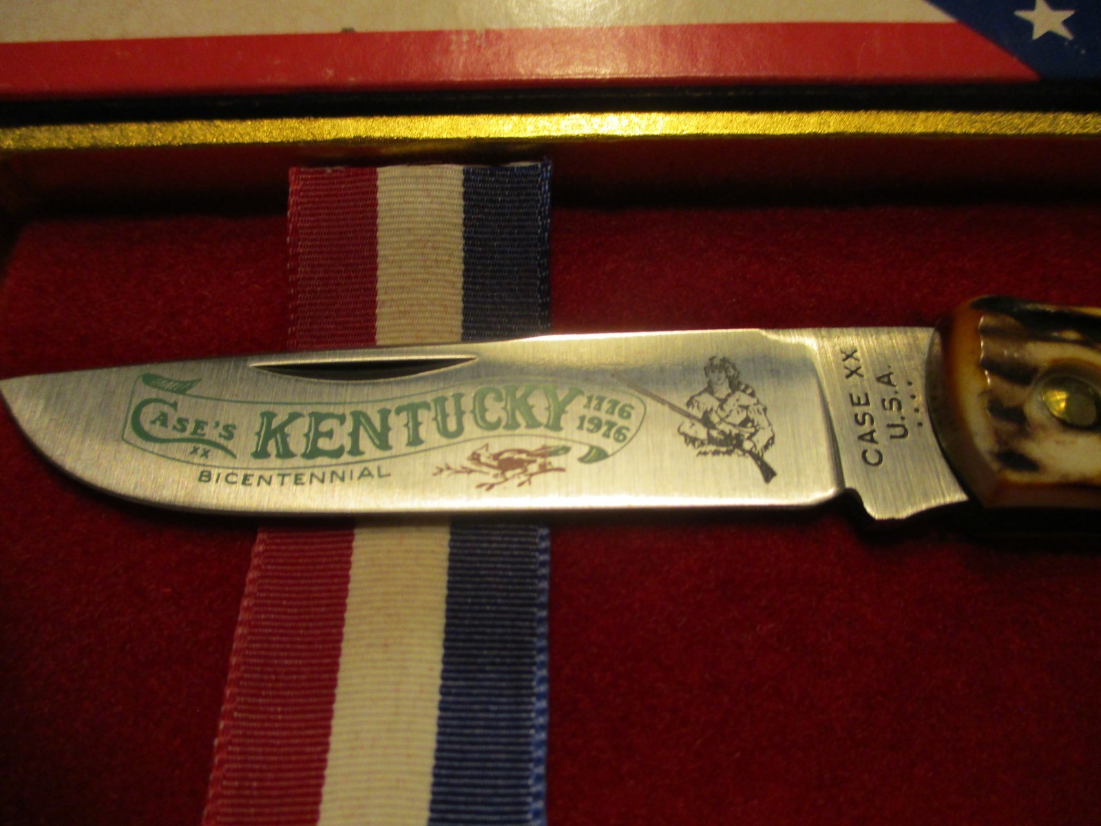 Case XX 5137 SS Kentucky Bicentennial 1776/1976 single blade Stag Horn.
