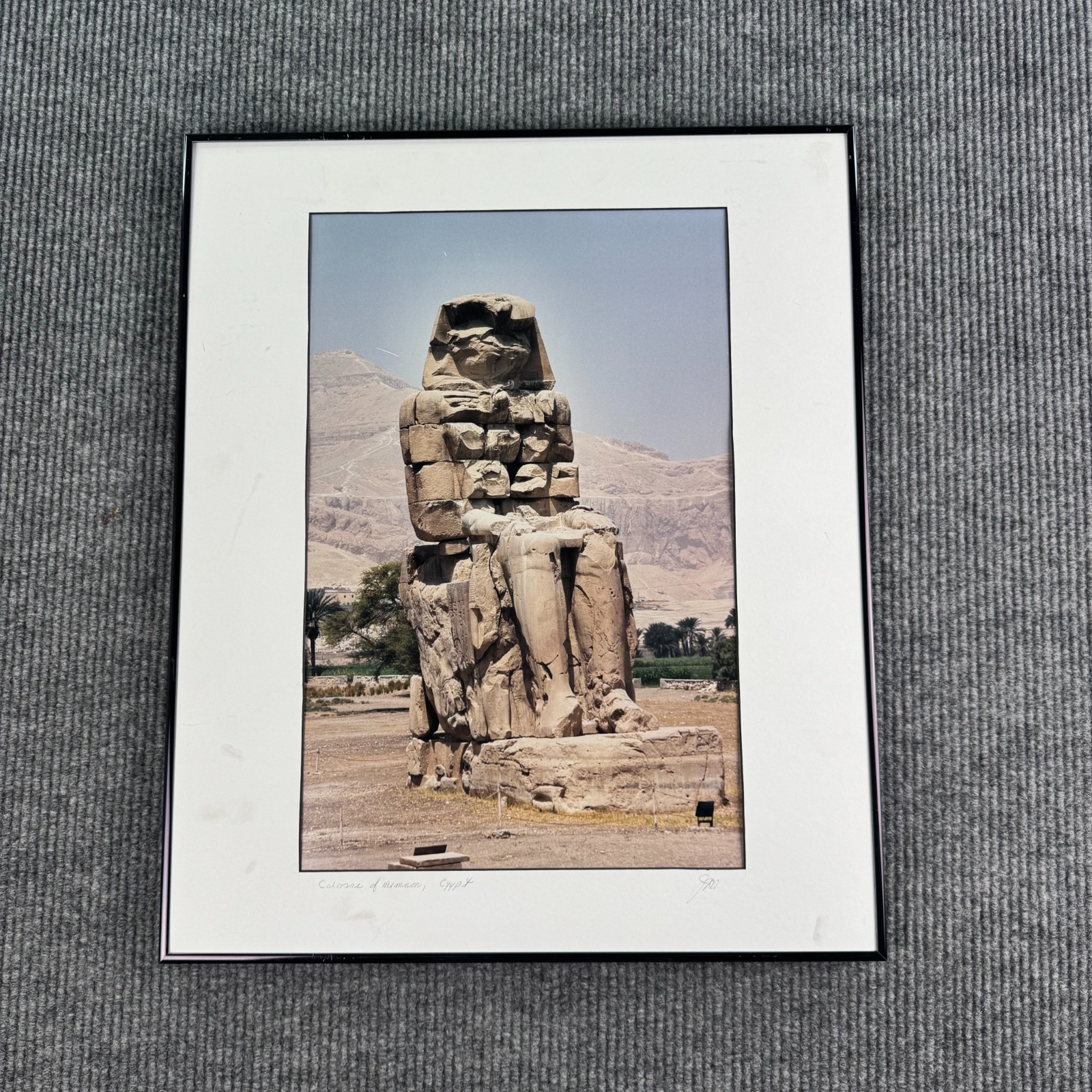 Colossi of Memnon Egypt Original Photography Signed John Hutchinson Framed 24x20