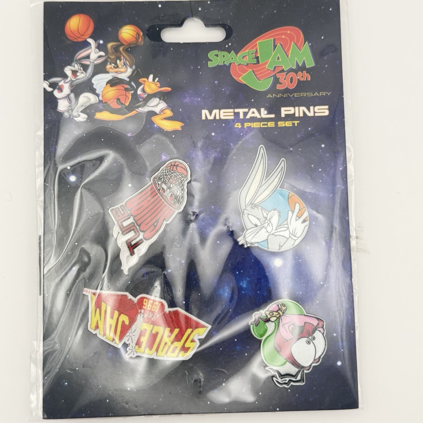 Space Jam 30th Anniversary Metal Pin Set 4 Piece Bugs Bunny Tune Squad New