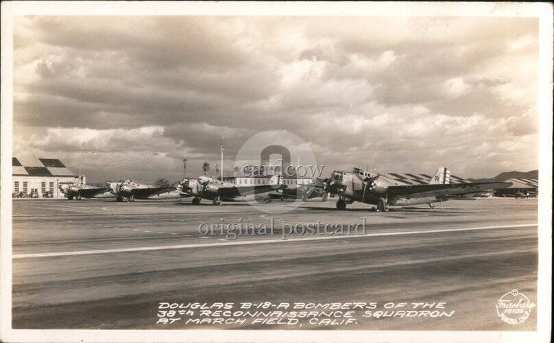 March Field, California CA Douglas B-18-A Bombers of 38th Reconnaissance RPPC March Field, California CA Douglas B-18-A Bombers of 38th Reconnaissance RPPC