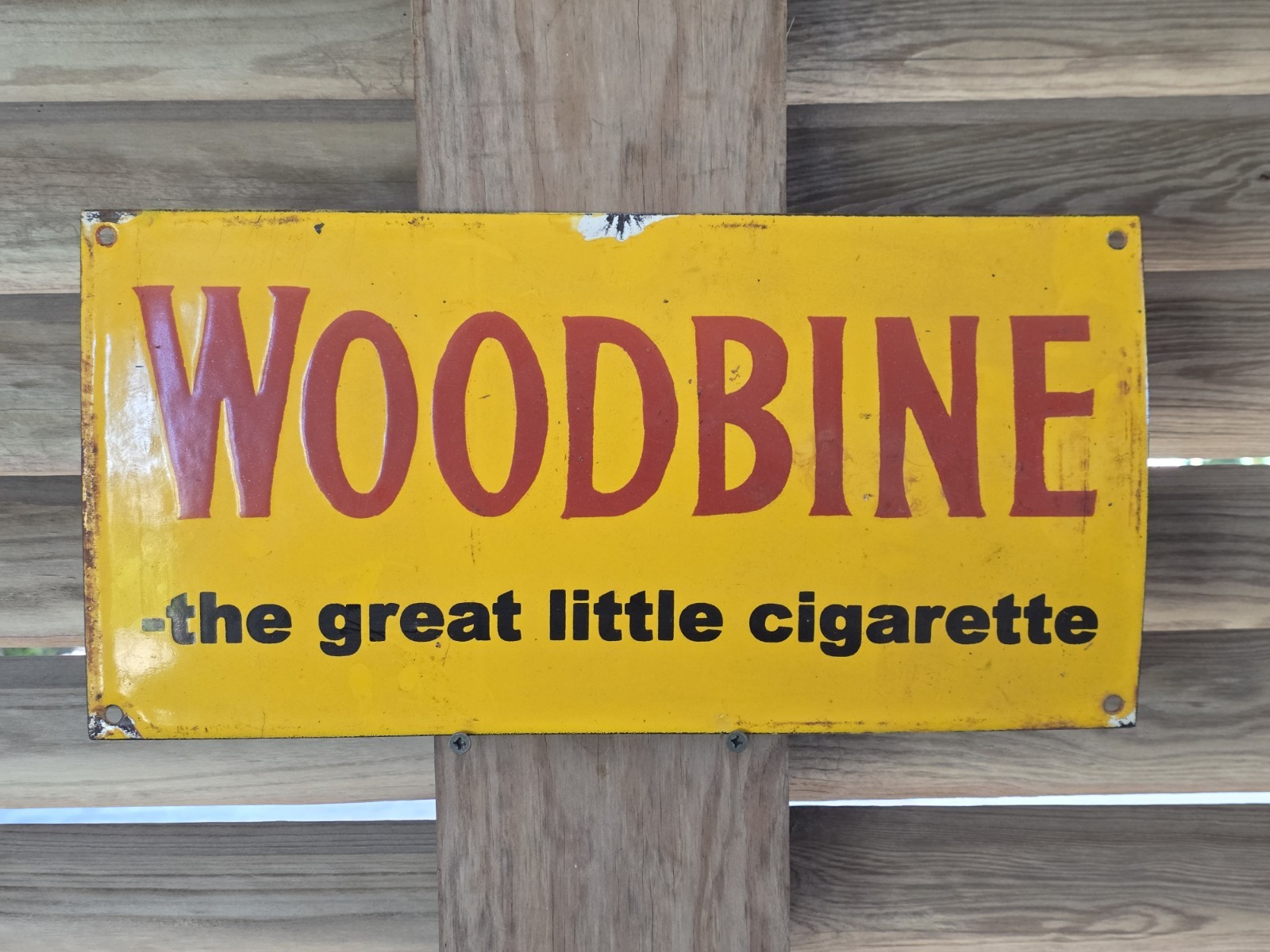 VINTAGE WOODBINE CIGARETTE PORCELAIN SIGN  THE GREAT LITTLE CIGARETTE 16