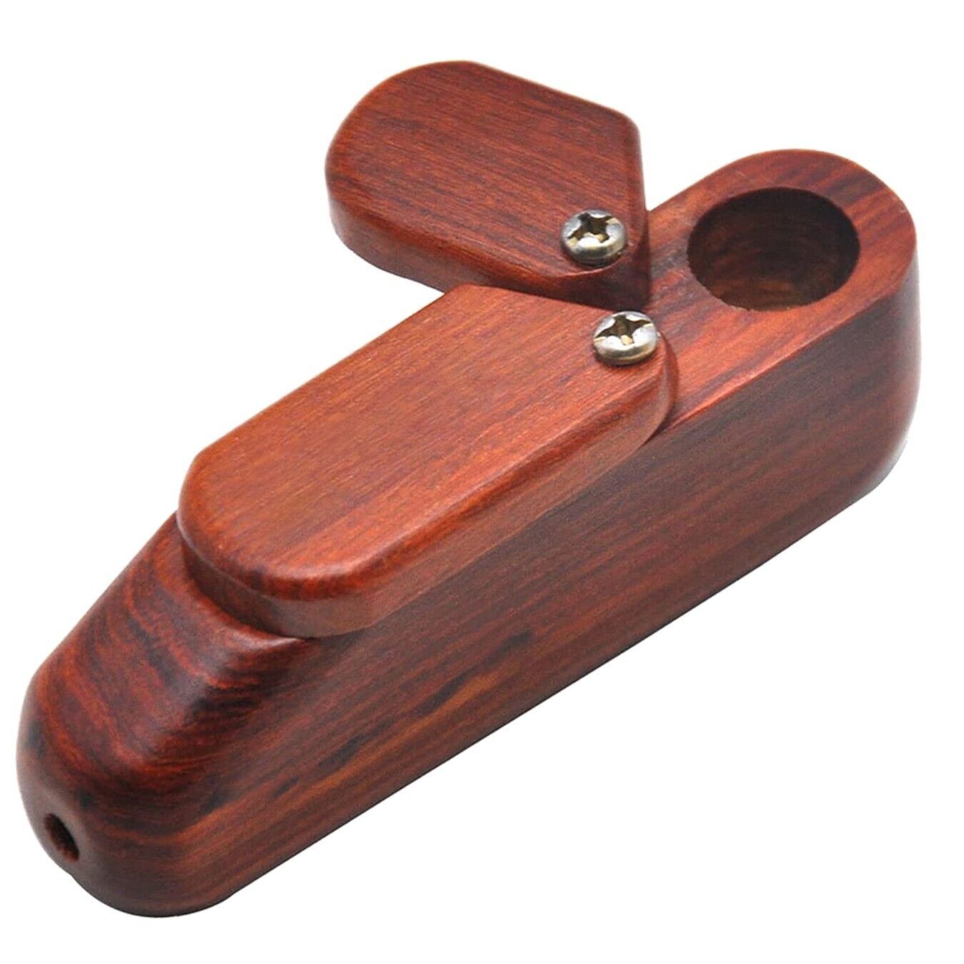 Rotary Cover Wooden Smoking Pipe Portable Wood Pipe with Tobacco Storage Box NEW