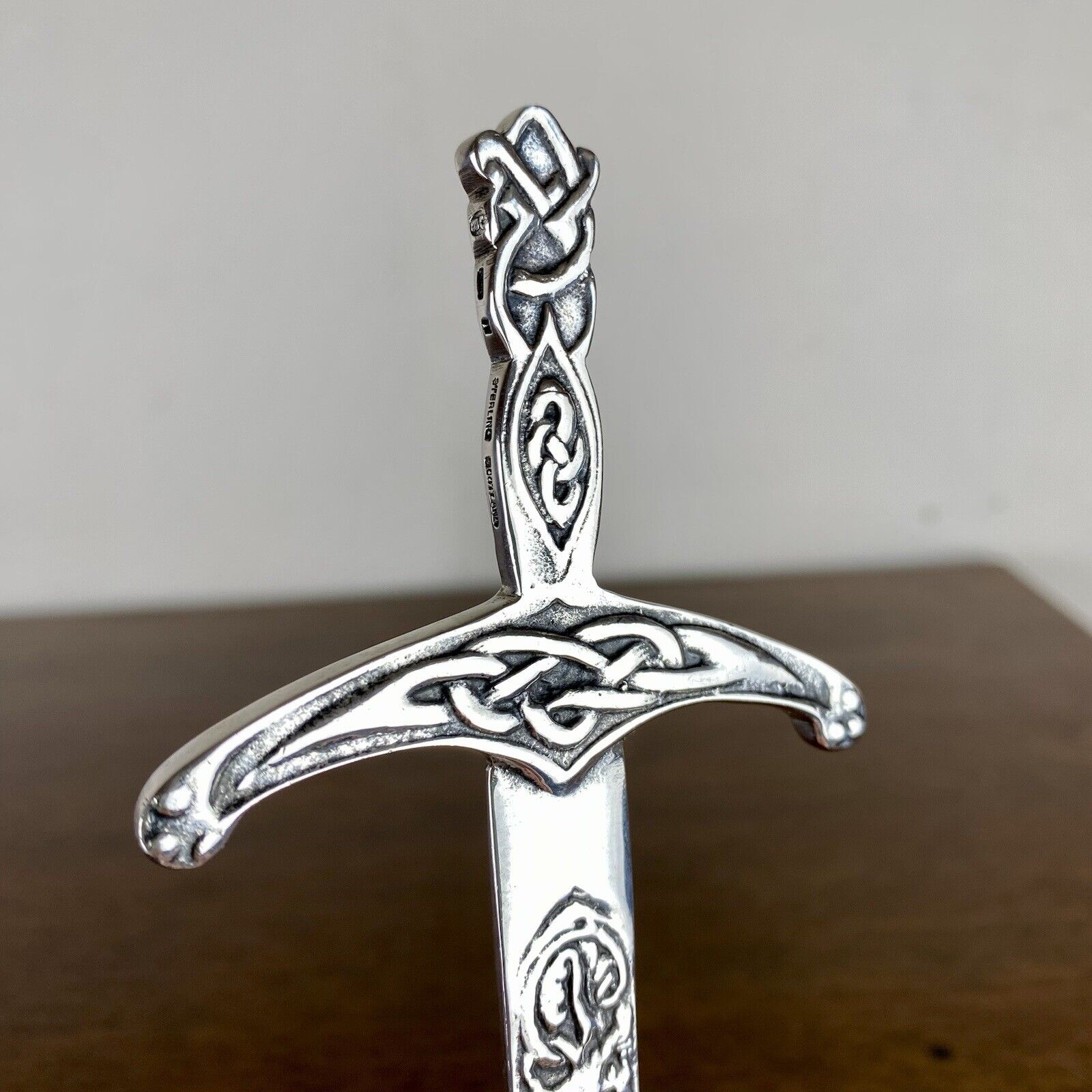 Antique Sterling Silver Double Sided Celtic Sword Letter Opener, Scotland Made