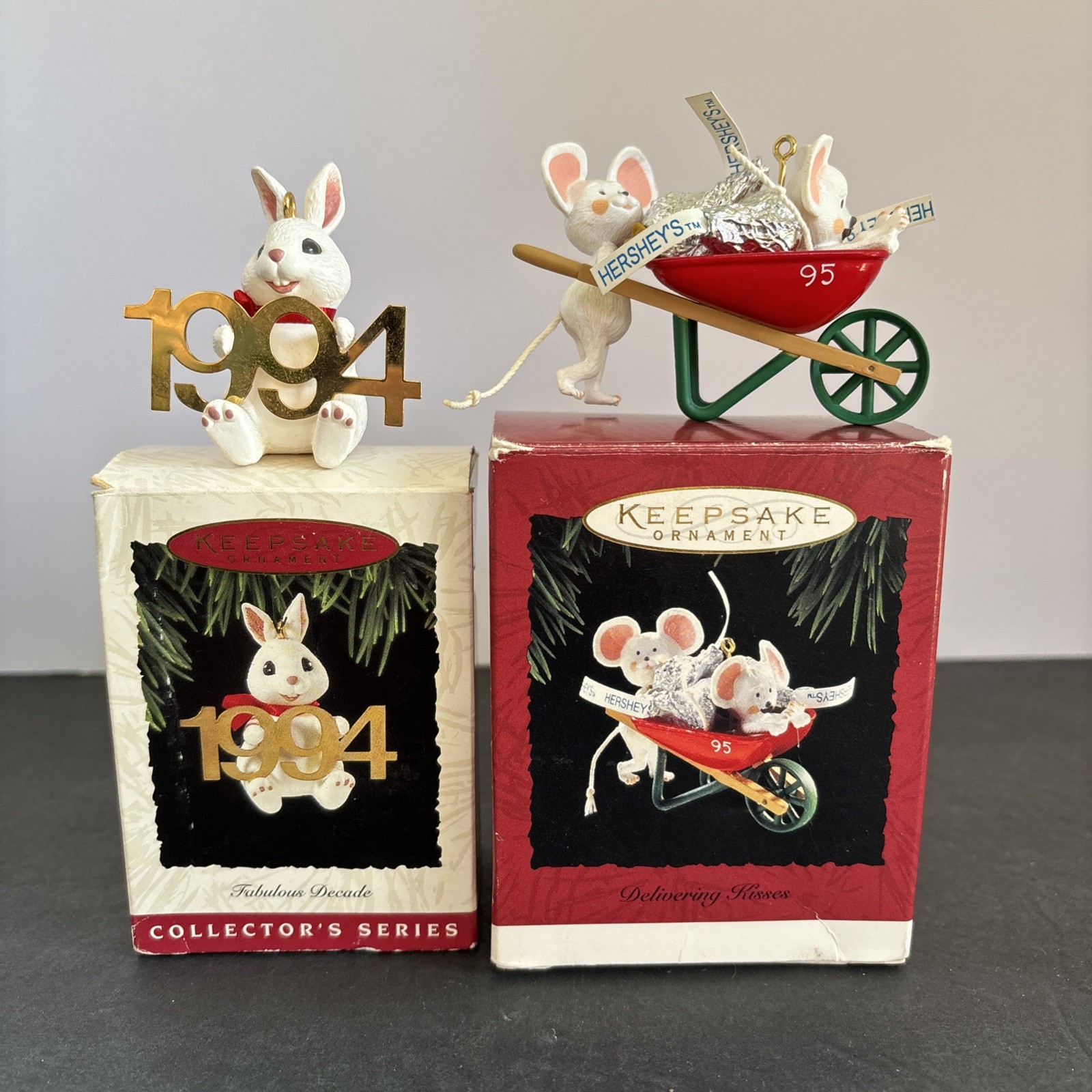 Set of Hallmark Ornaments 1994 & 1995 Vintage Keepsake Christmas Collectibles 