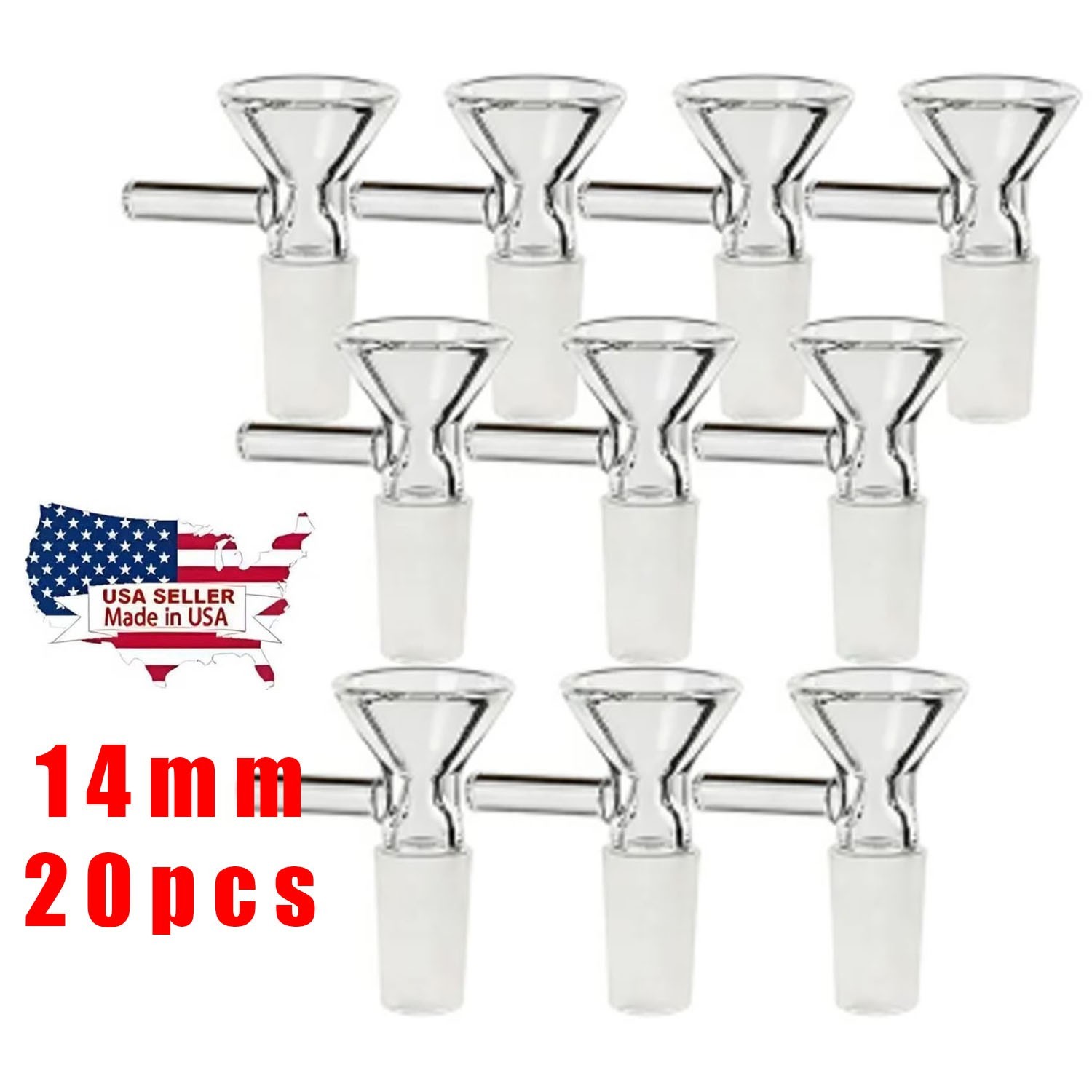 (20 PACK) 14MM Male Glass Bowl For Water Tobacco Pipe Bong Replacement Head USA