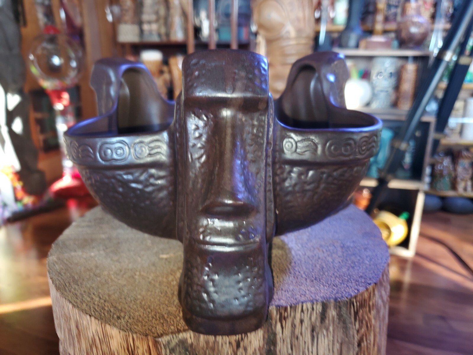 Trader Vic\'s Easter Island Moai Tiki Bowl Scorpion Huge Brown 3 Moai brand new