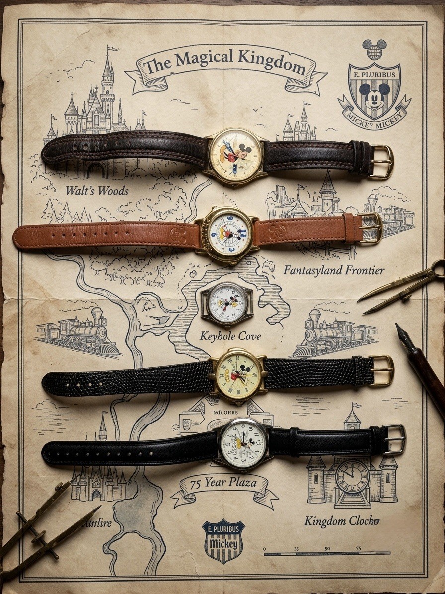 Vintage Mickey Mouse Wrist Watch Lot of 5 Quartz Lorus Bradley Disney
