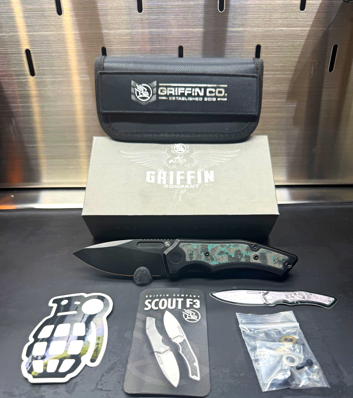Bladebinge Dark Mode Griffin Company Scout F3 Titanium Frame Lock Knife