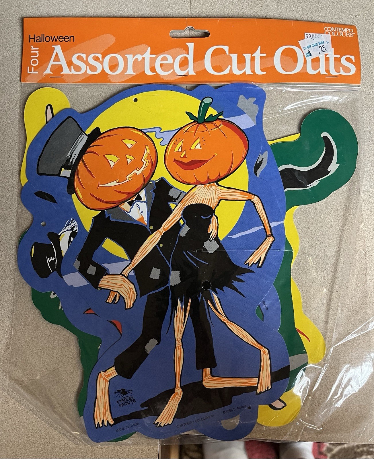 Vtg 90s Halloween Spooky Die Cuts Pumpkin Ghosts Contempo Colours Set Of 4 NEW