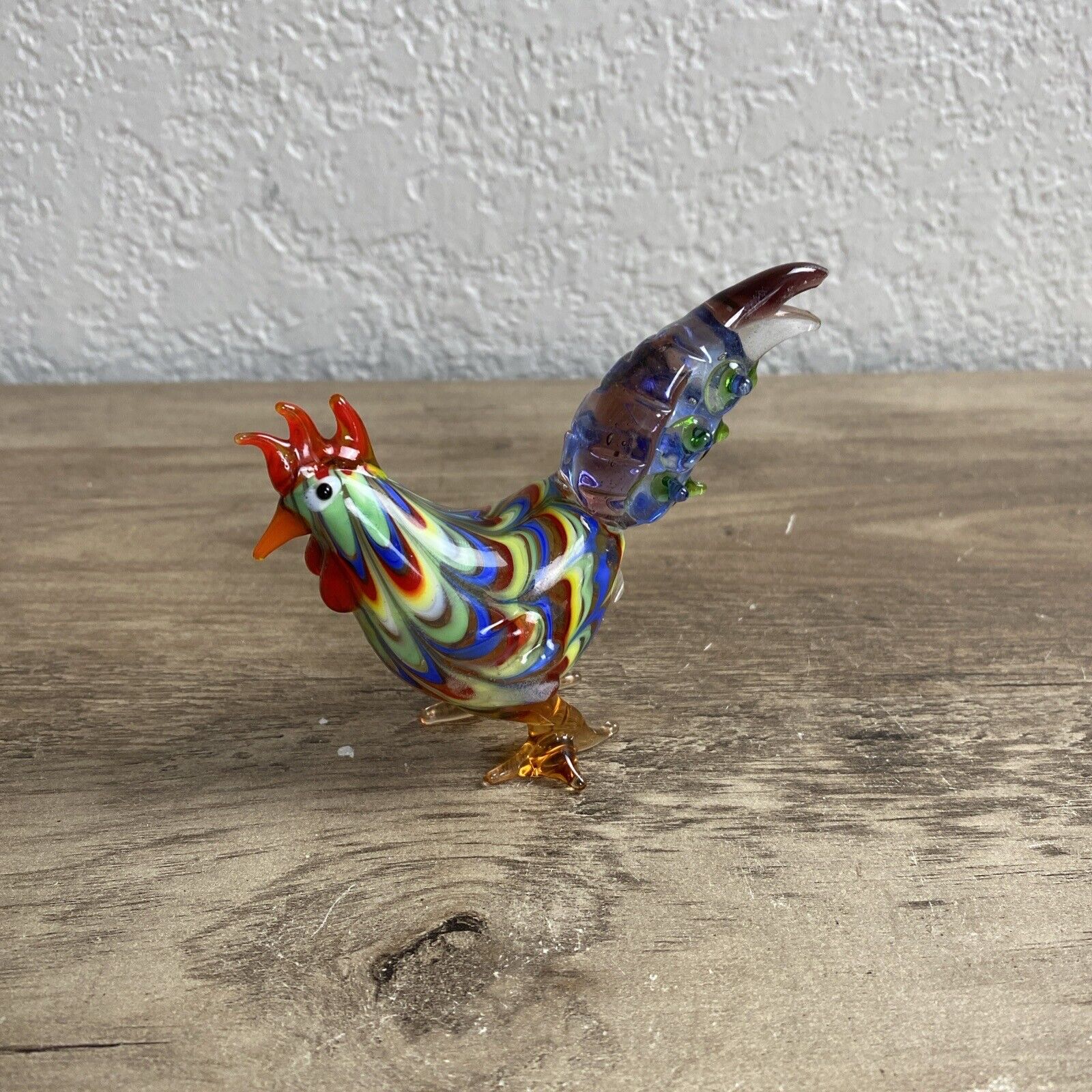 Fitz And Floyd Rooster  Glass Menagerie Decor Figurine Country Kitschy Mini