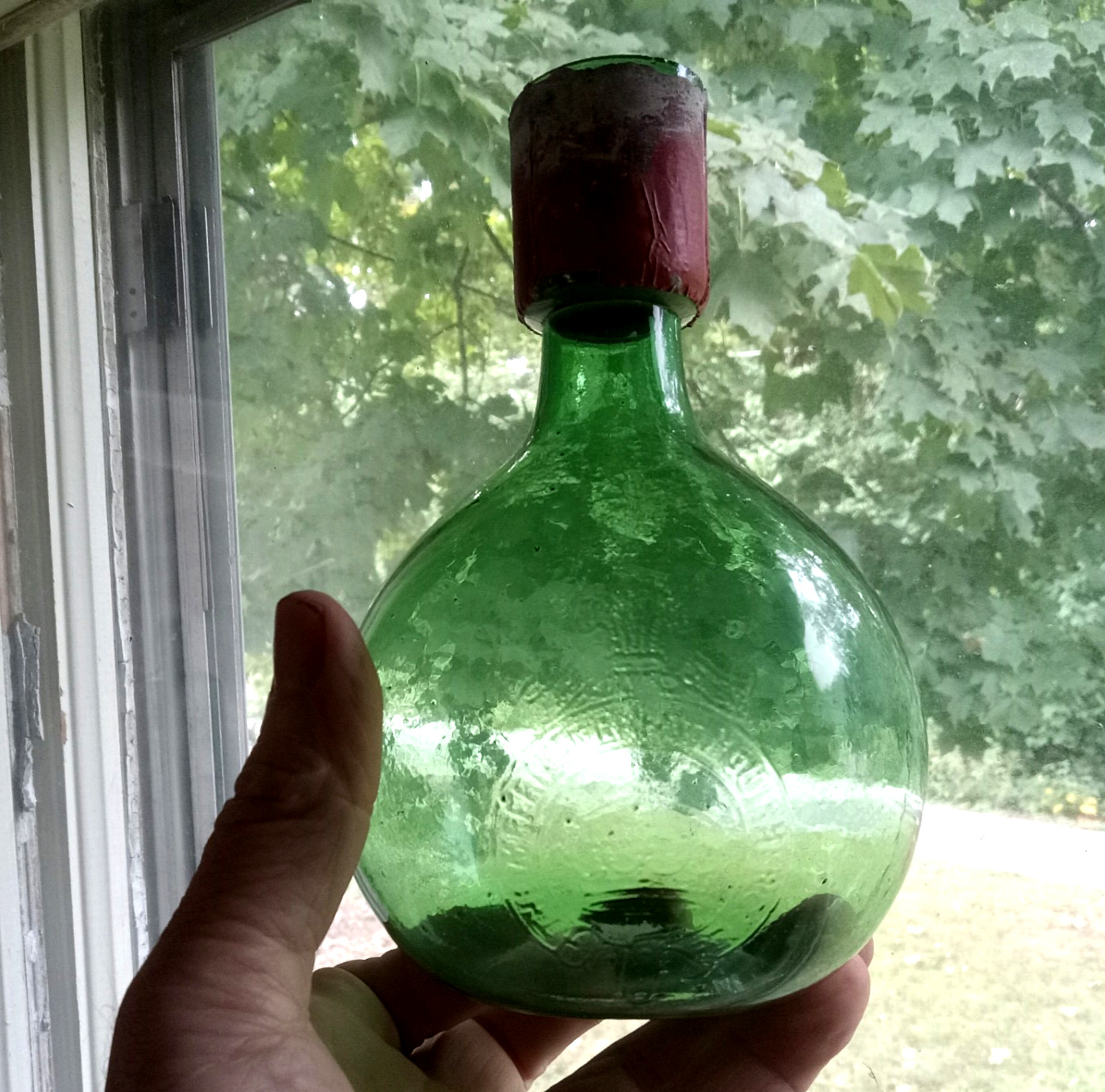 THE IMPERIAL FIRE EXTINGUISHER CO RARE GREEN 1880s HAND BLOWN FRAGILE BOTTLE