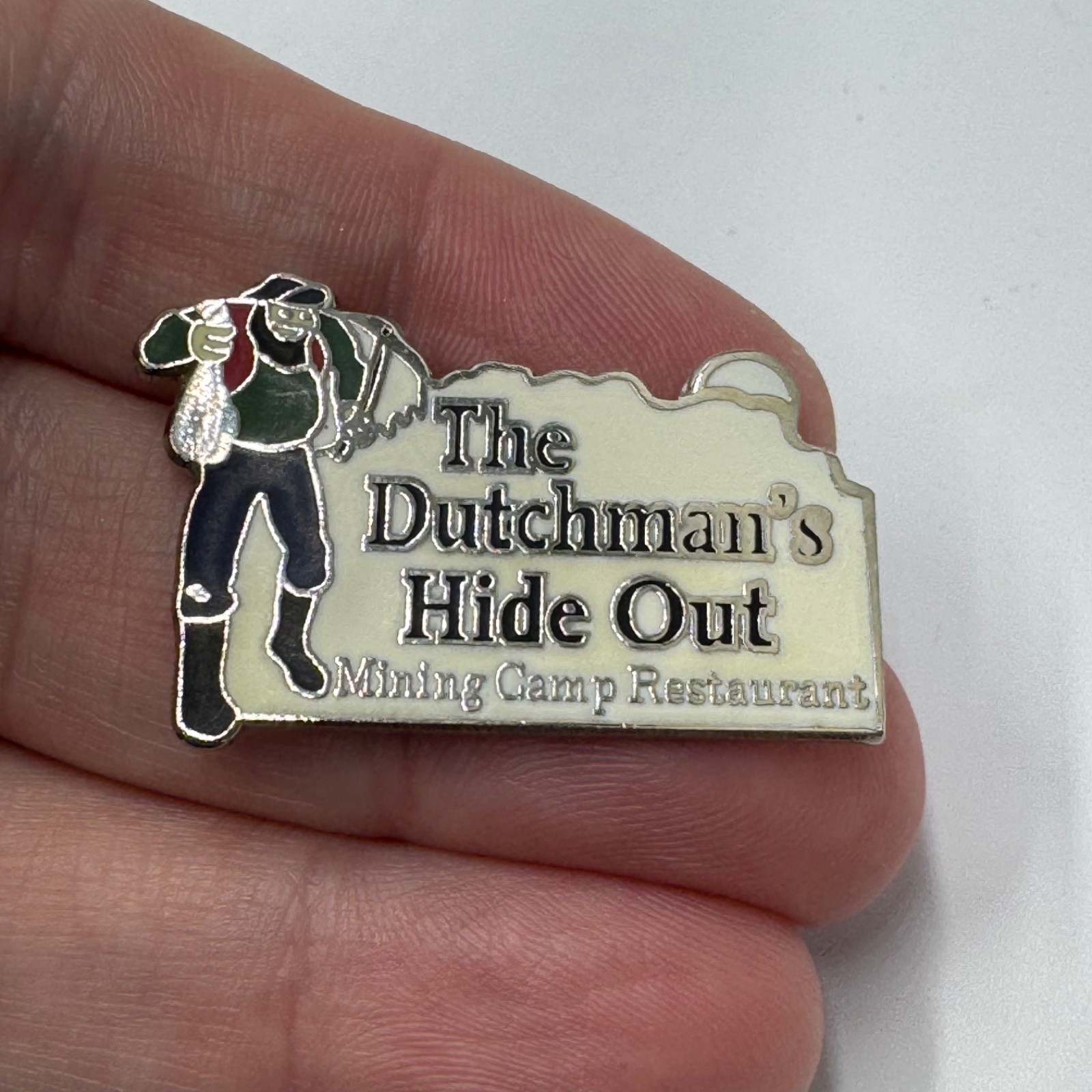 The Dutchmans Hide Out Lapel Pin Mining Camp Restaurant Souvenir The Dutchmans Hide Out Lapel Pin Mining Camp Restaurant Souvenir
