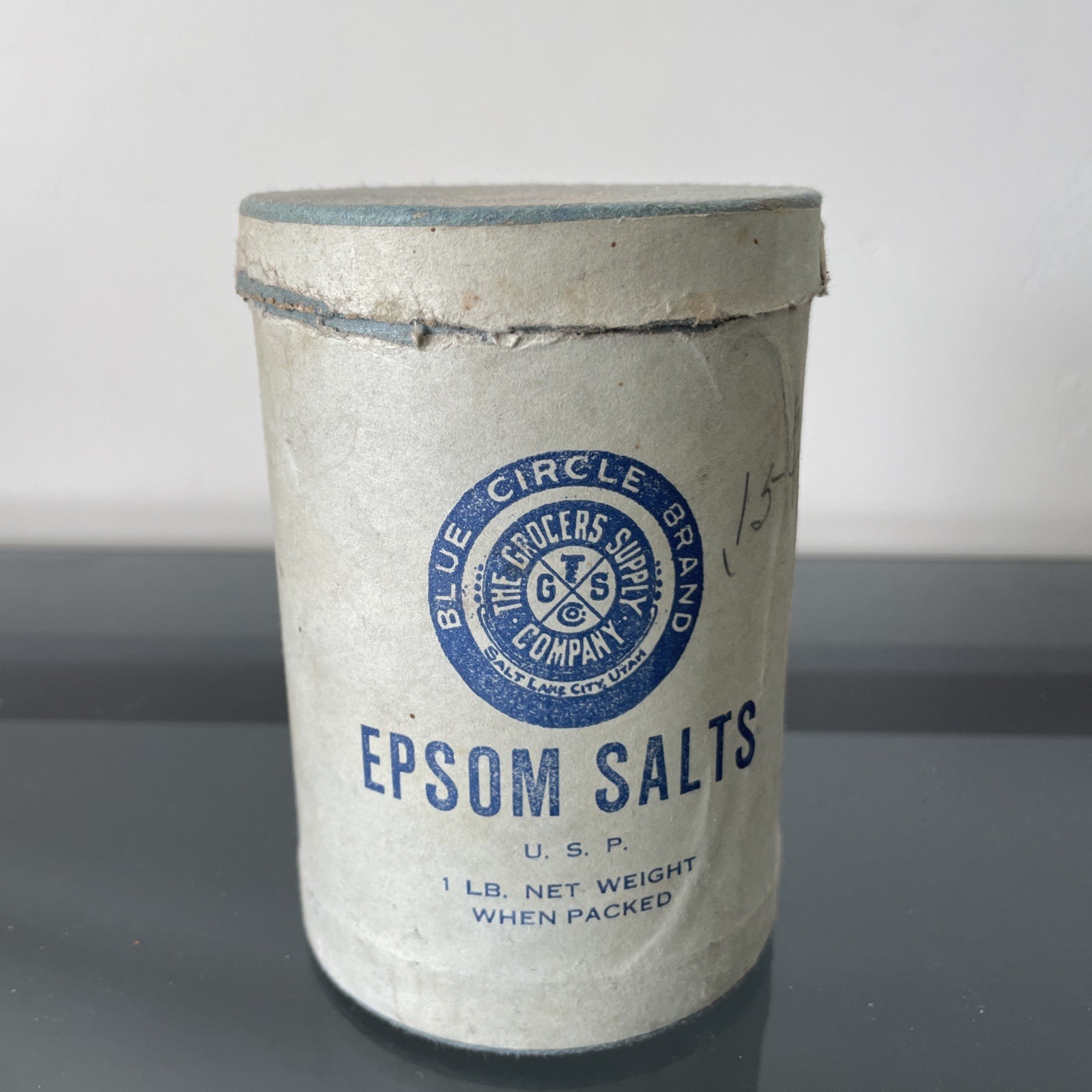 Rare Vintage Blue Circle Brand Grocer’s Supply Co Epson Salt Cardboard Container