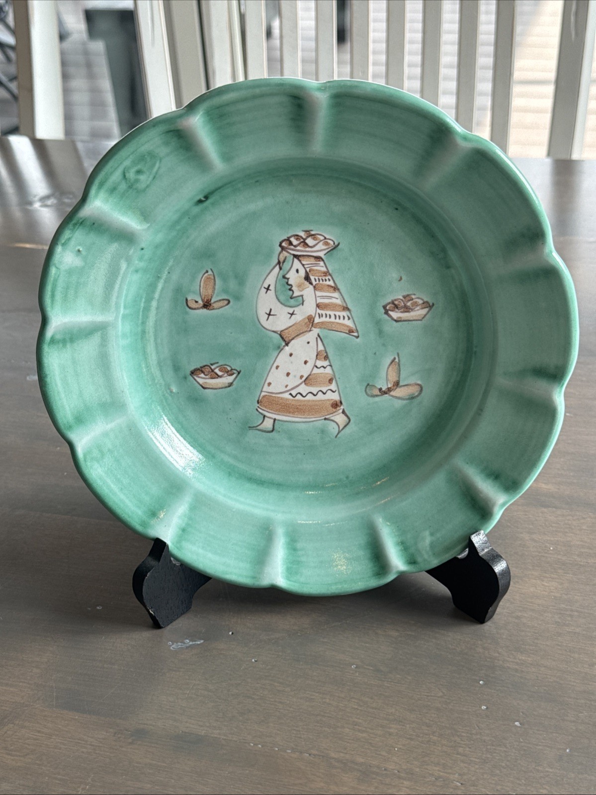 Rare Vintage Hand Painted Plate Bowl by C.A.S. Vietri Italy 165 1950s Pottery