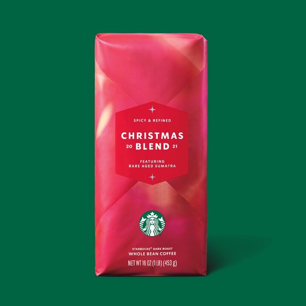 Starbucks Christmas Blend 2021 Whole Bean 16 oz Featuring Rare & Aged Sumatra