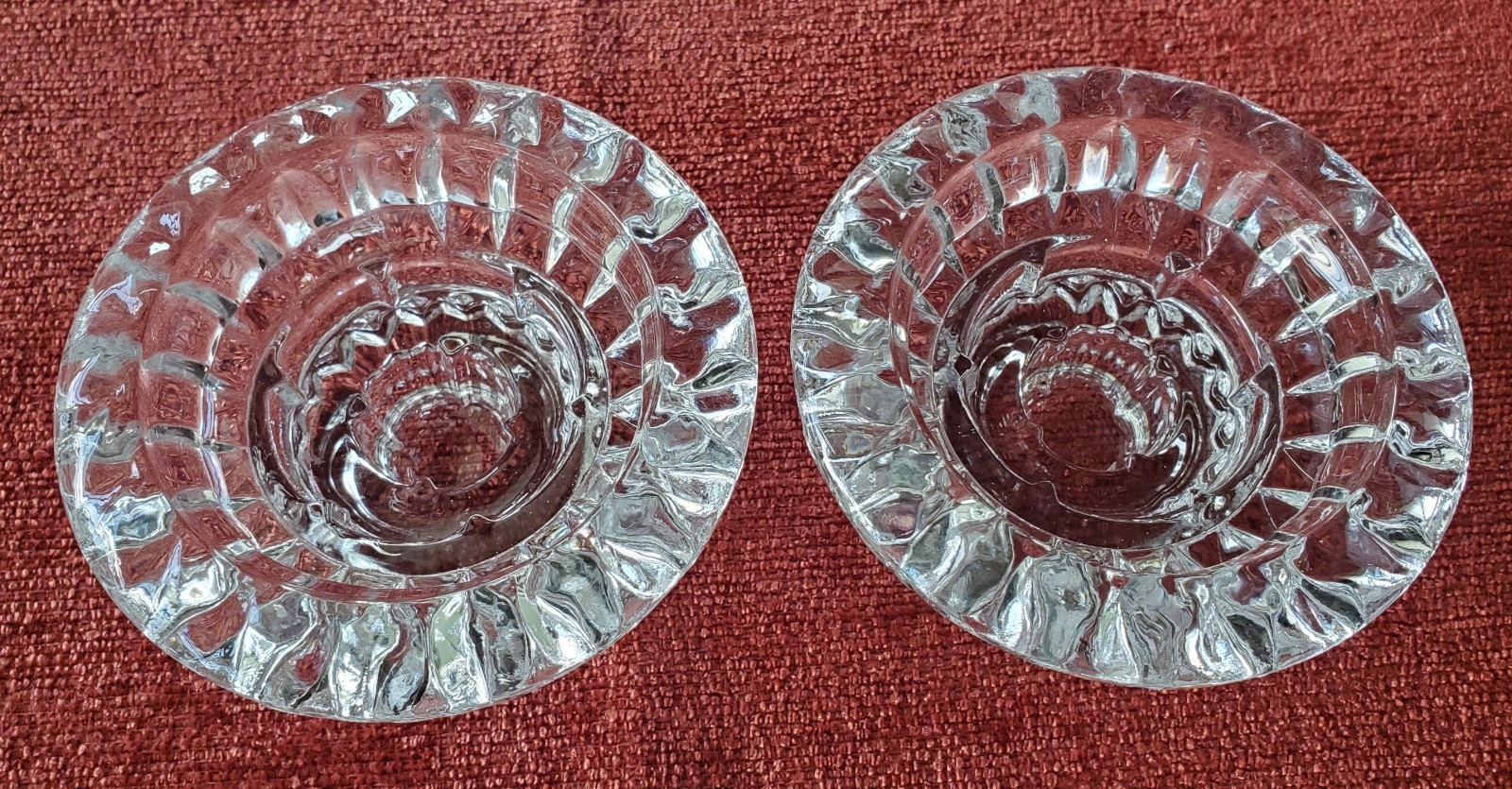 Vintage Clear Glass Candle Holders Pair Faceted Rim Taper Holders Vintage Clear Glass Candle Holders Pair Faceted Rim Taper Holders