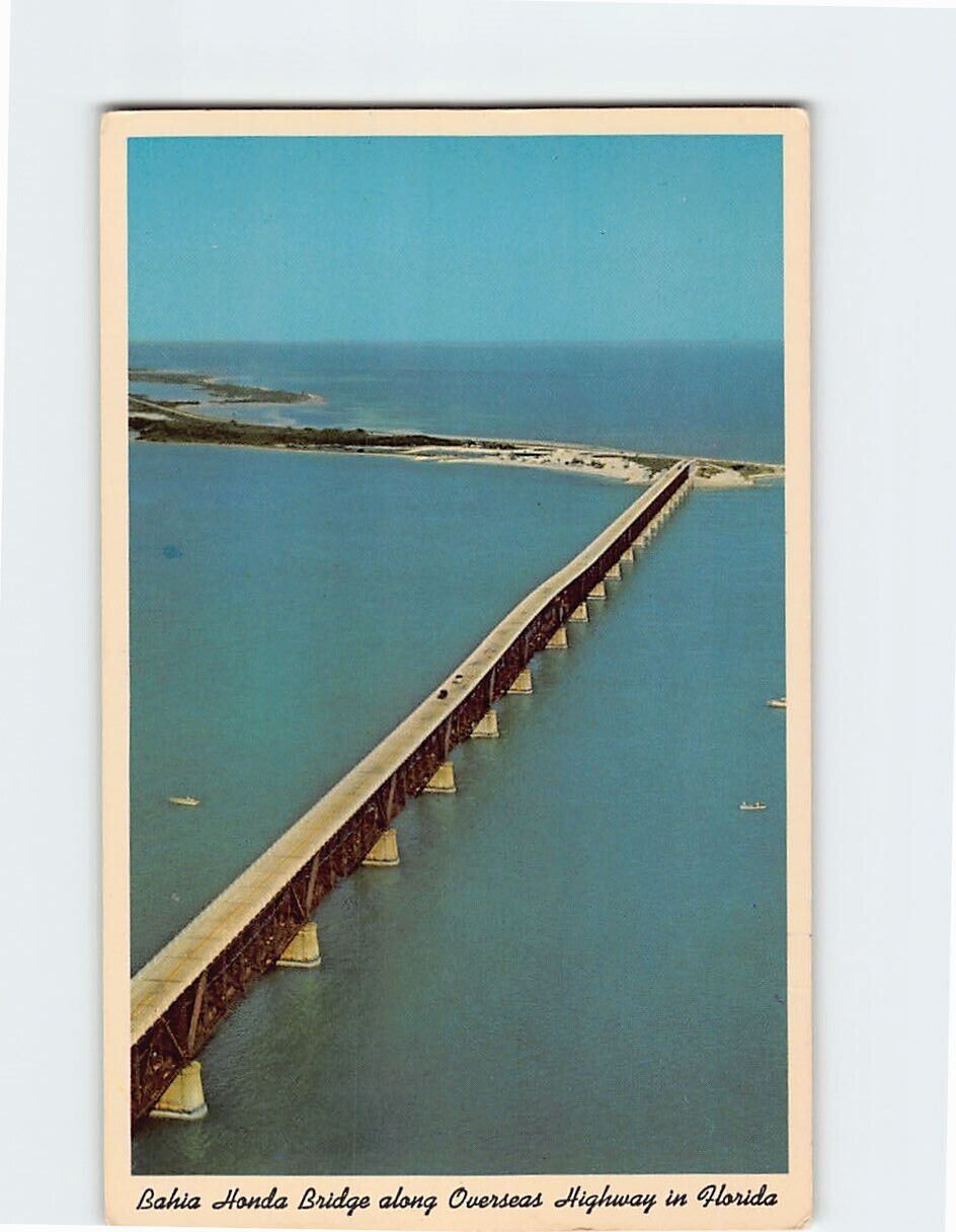 Postcard Bahia Honda Bridge along Overseas Highway in Florida USA