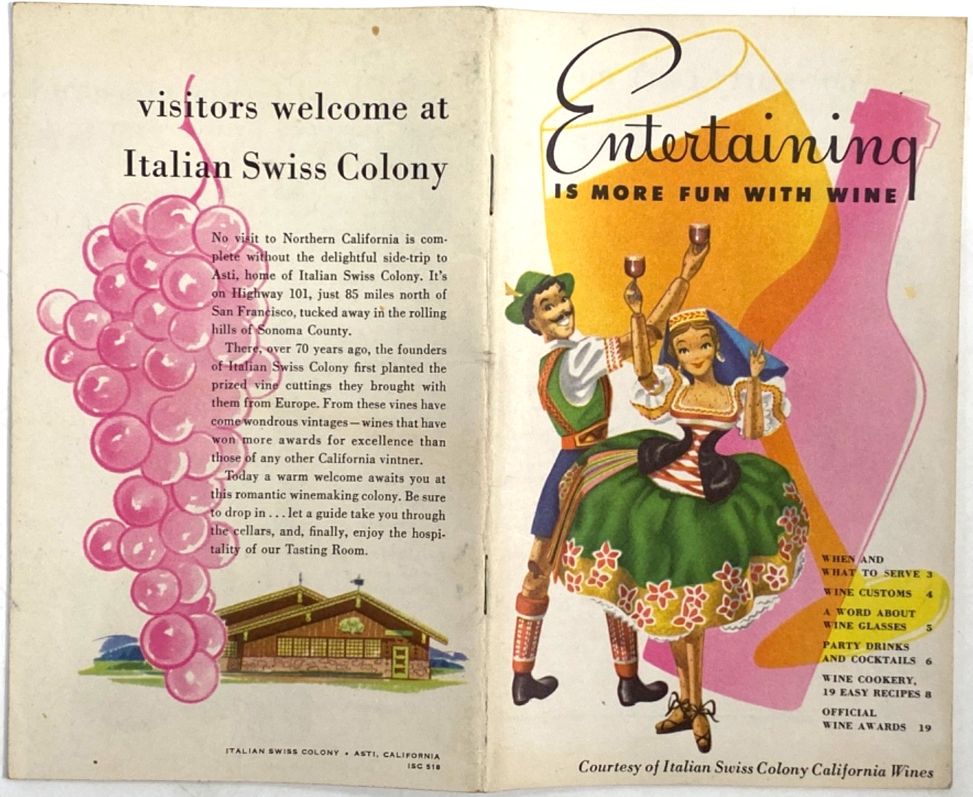 1950s Italian Swiss Colony Wines Vintage Wine Guide Recipes Asti California Vtg 1950s Italian Swiss Colony Wines Vintage Wine Guide Recipes Asti California Vtg