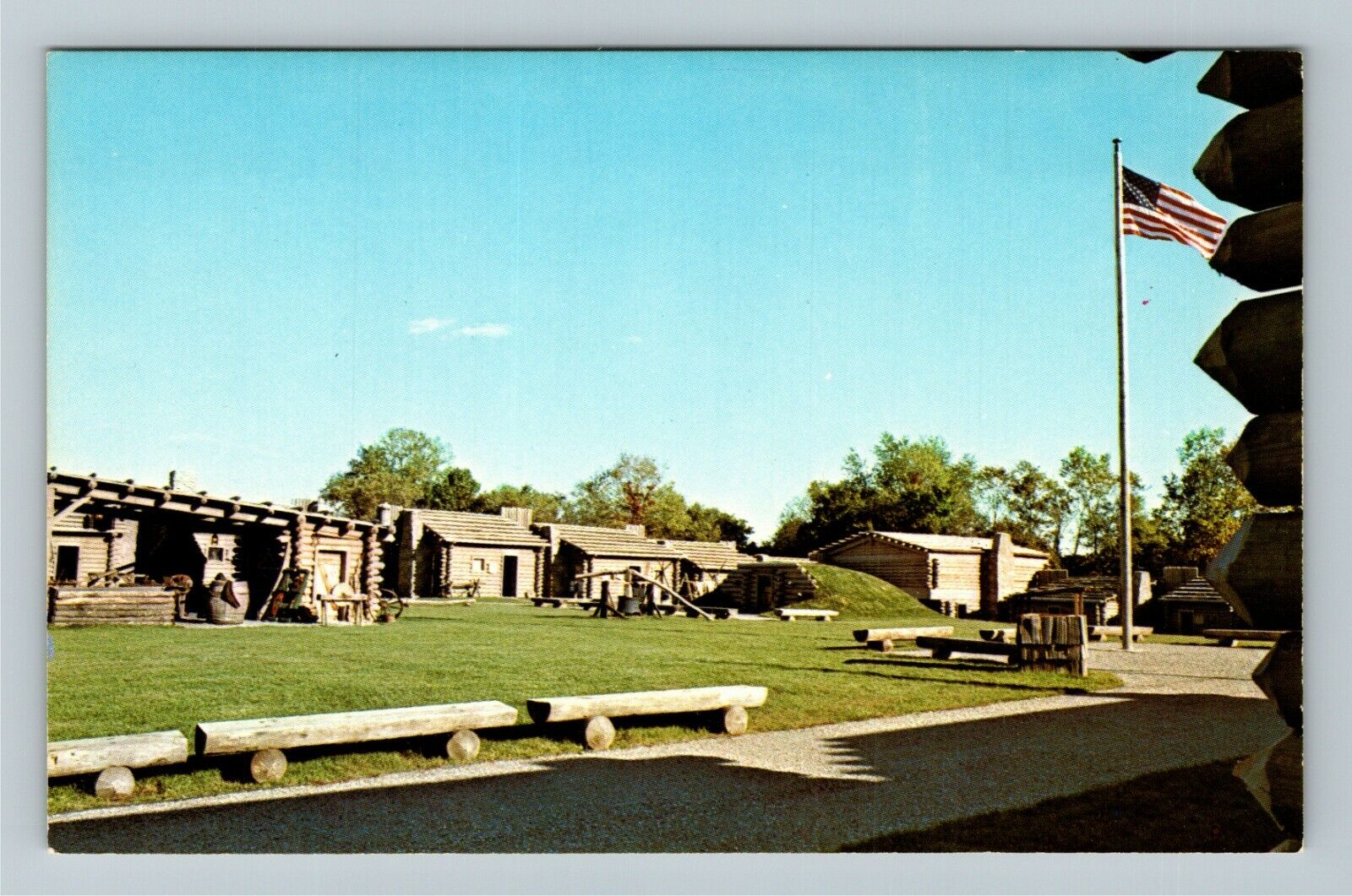 Richmond KY-Kentucky, Inside Fort Boonesborough, Logs, Vintage Postcard