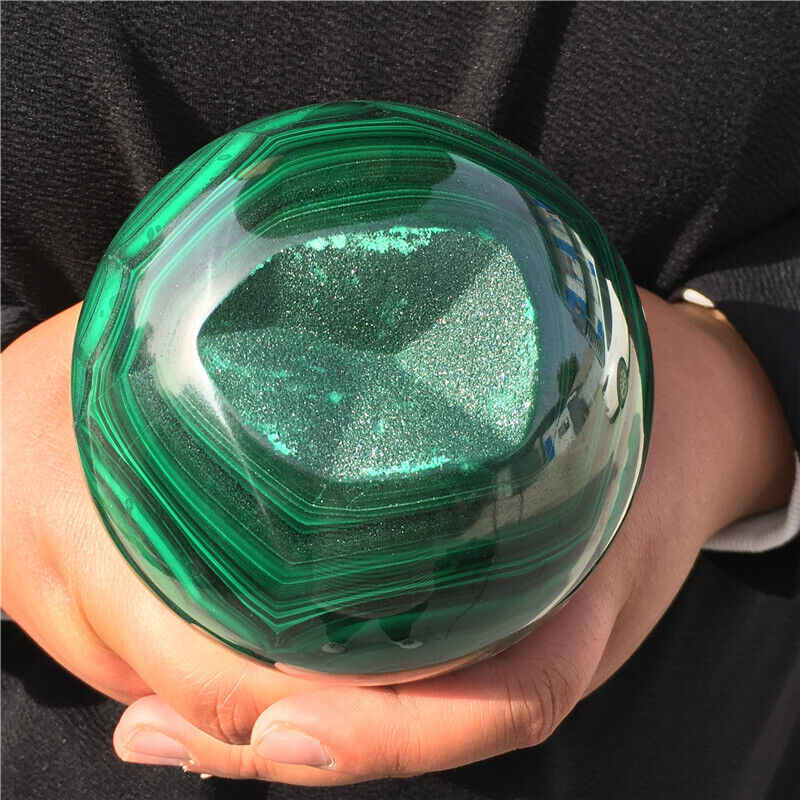 2.08kg Natural Malachite geode sphere Quartz Crystal ball specimen